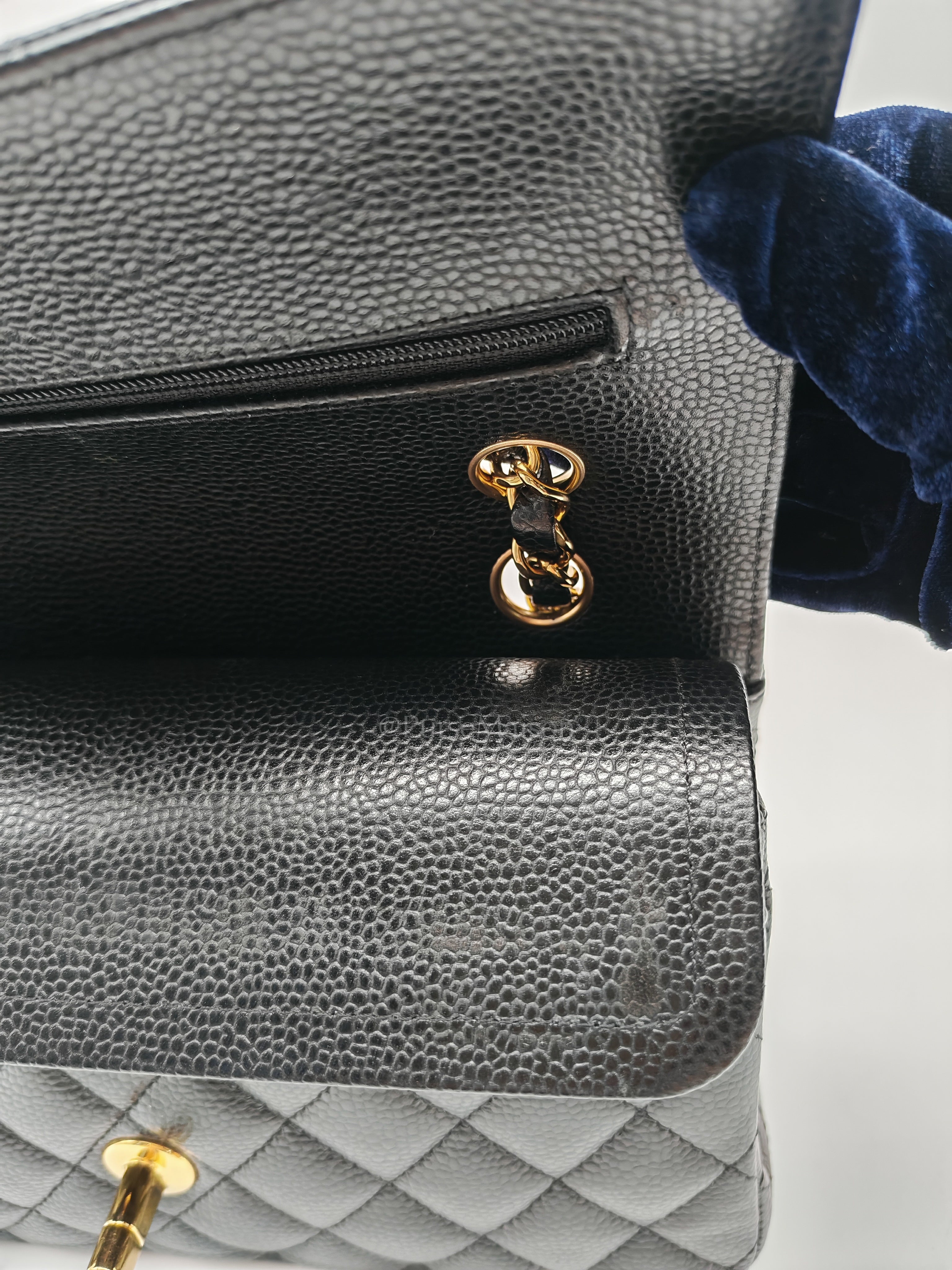 Classic Double Flap Small in Black Caviar Leather and Gold Hardware (Microchip) Year 2025