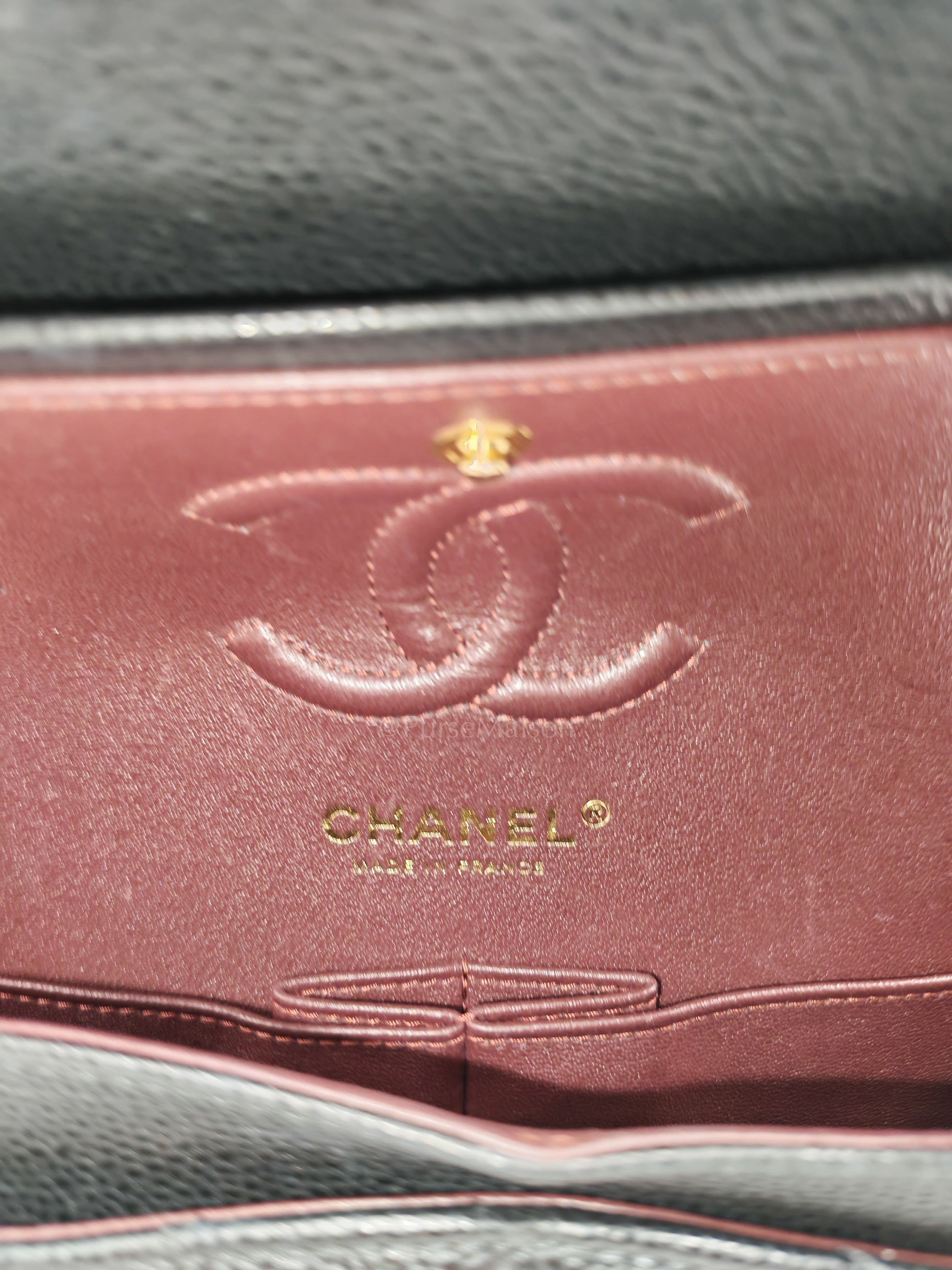 Classic Double Flap Small in Black Caviar Leather and Gold Hardware (Microchip) Year 2025