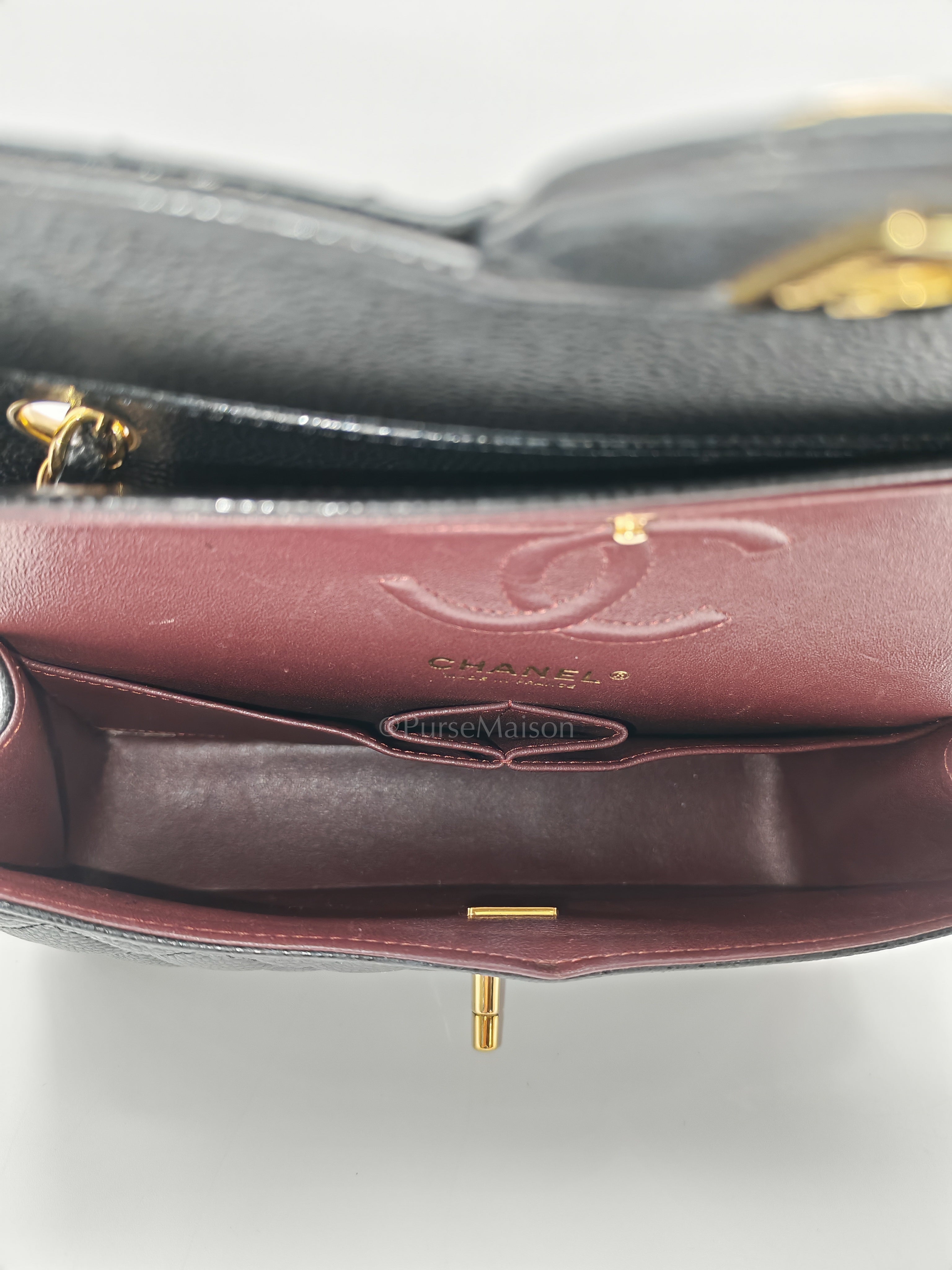 Classic Double Flap Small in Black Caviar Leather and Gold Hardware (Microchip) Year 2025