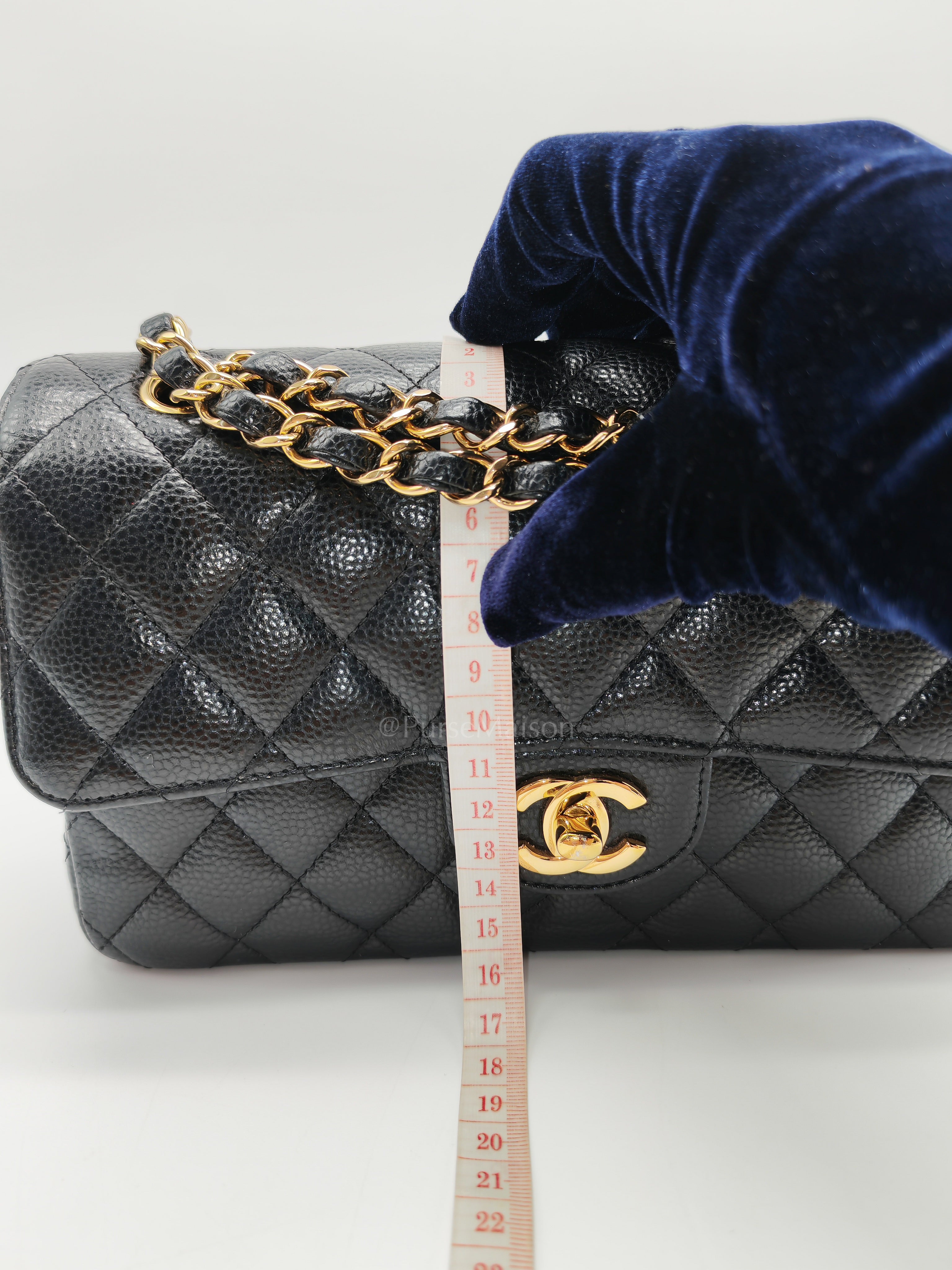 Classic Double Flap Small in Black Caviar Leather and Gold Hardware (Microchip) Year 2025