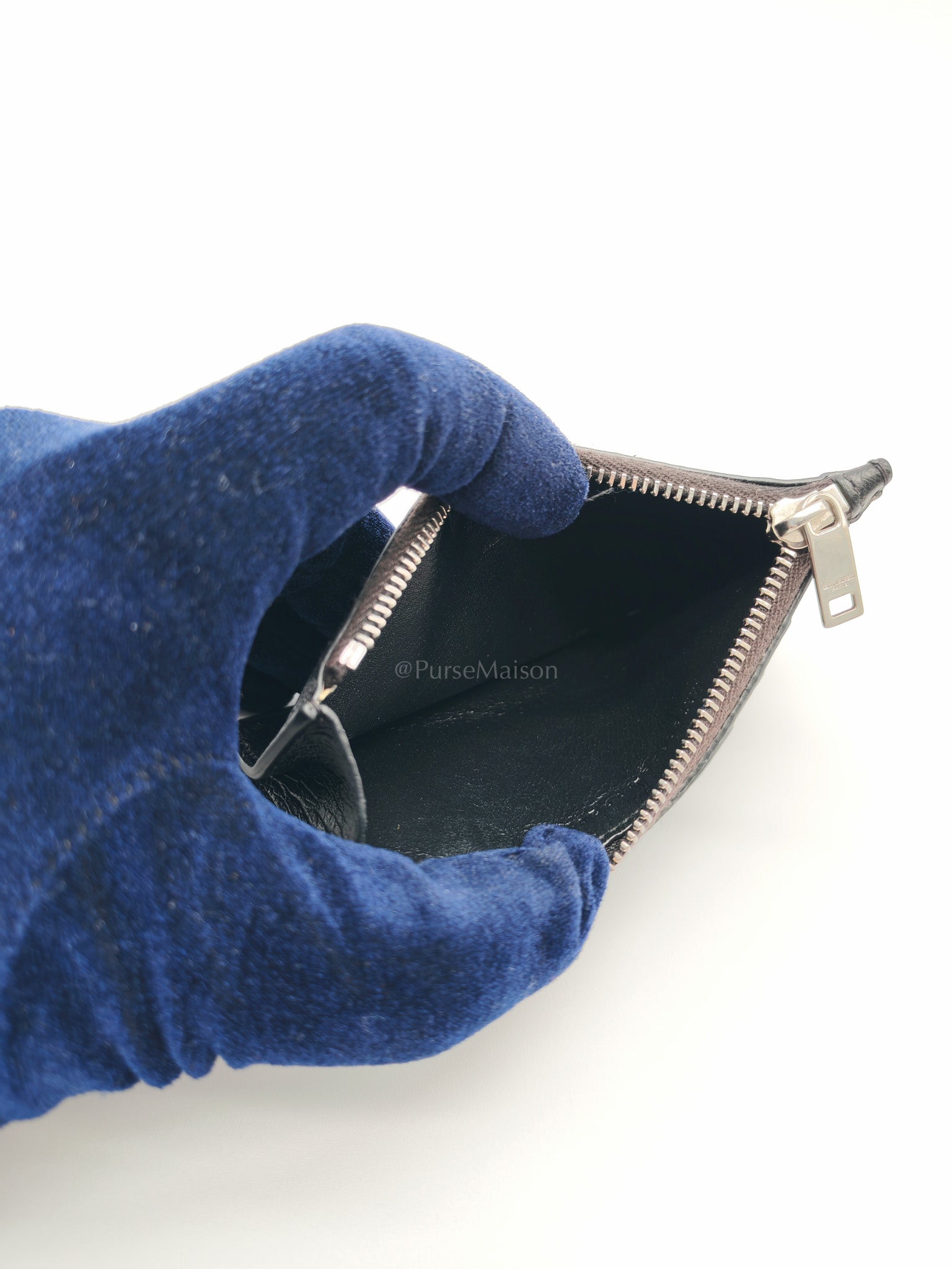 Ostrich Leather Zippy Card Holder | Purse Maison Luxury Bags Shop