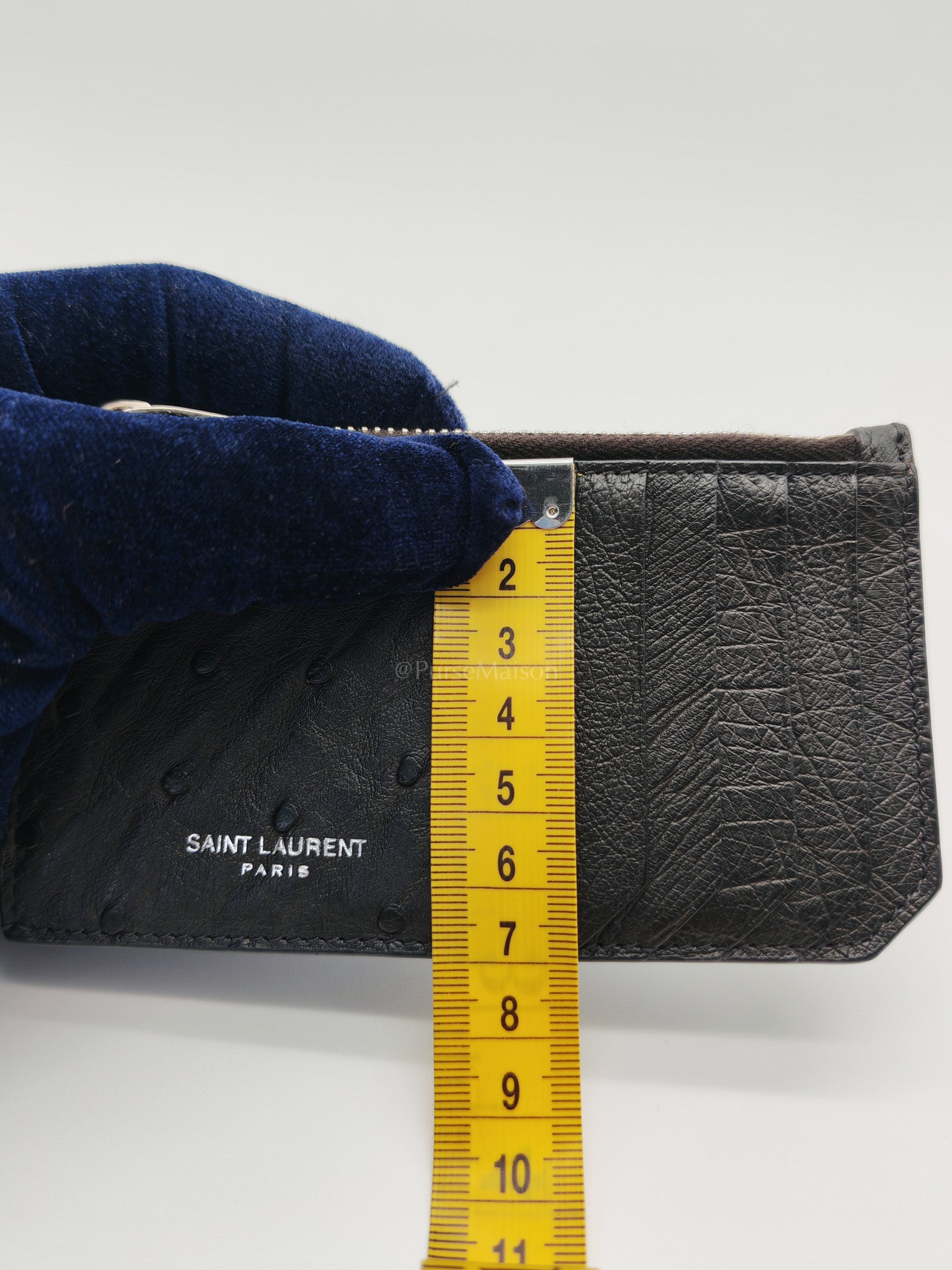 Ostrich Leather Zippy Card Holder | Purse Maison Luxury Bags Shop