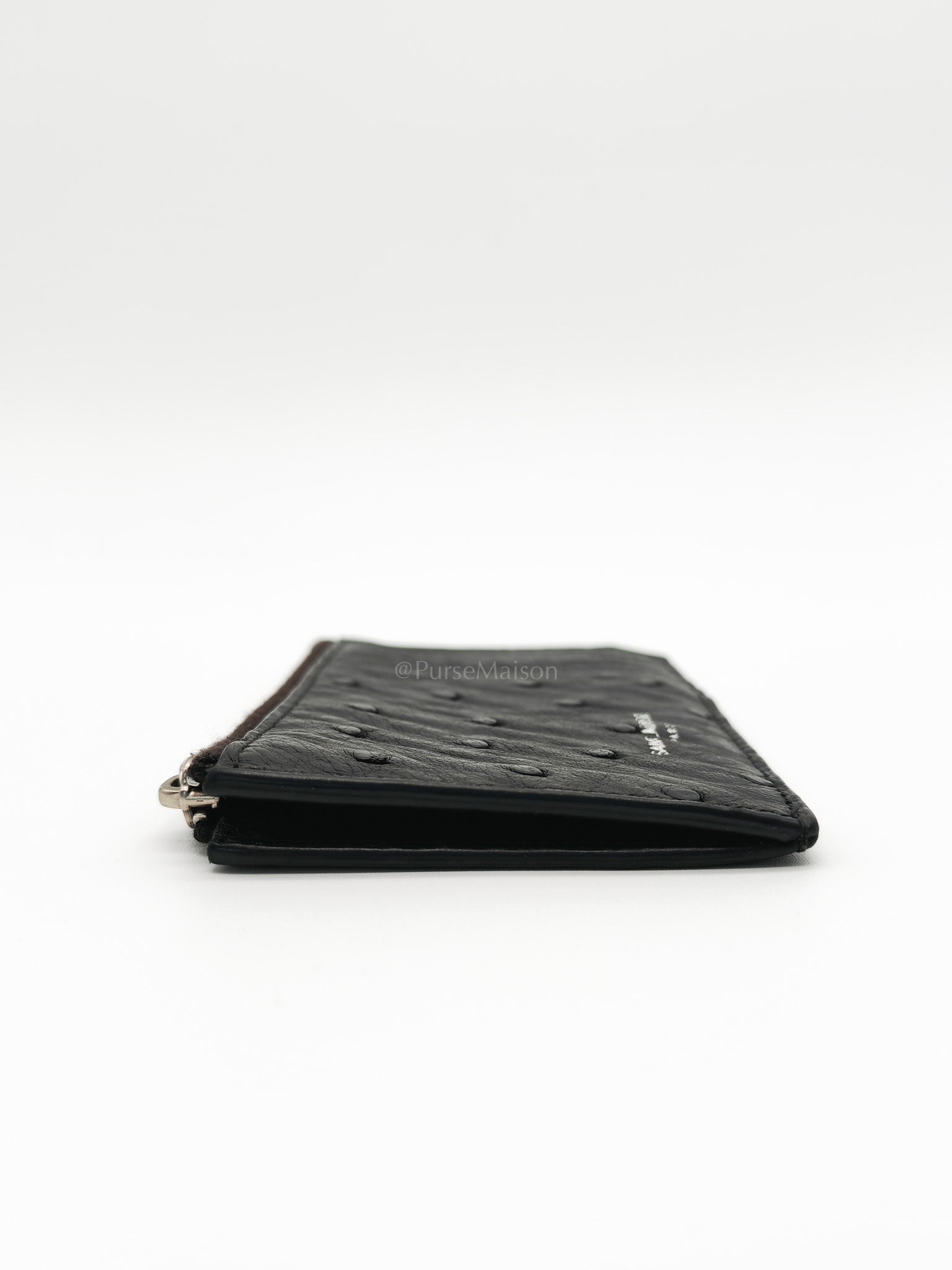 Ostrich Leather Zippy Card Holder | Purse Maison Luxury Bags Shop