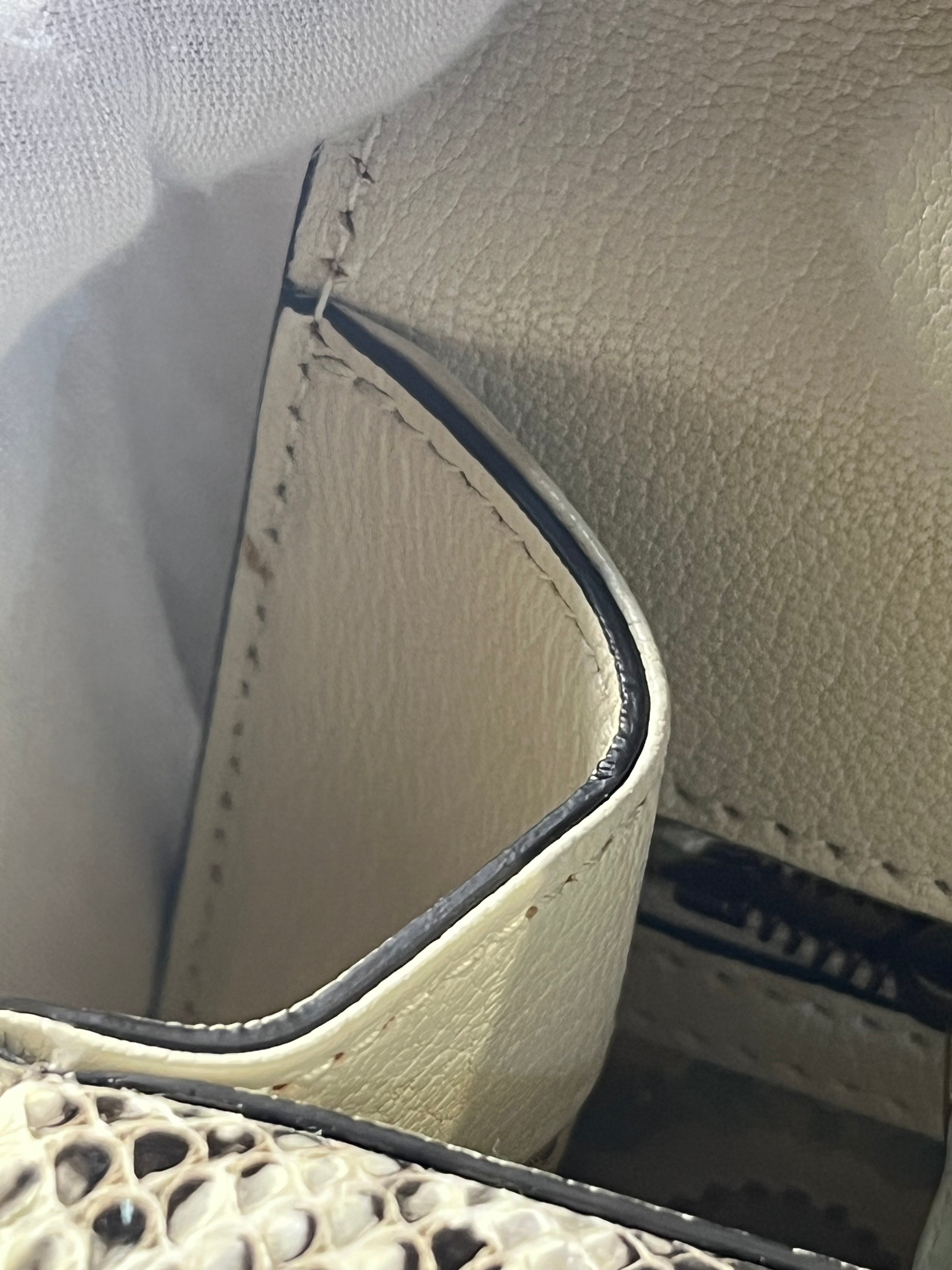 Ottilia Bee Printed Bamboo Top Handle Bag Small in Cream Leather and Snakeskin | Purse Maison Luxury Bags Shop