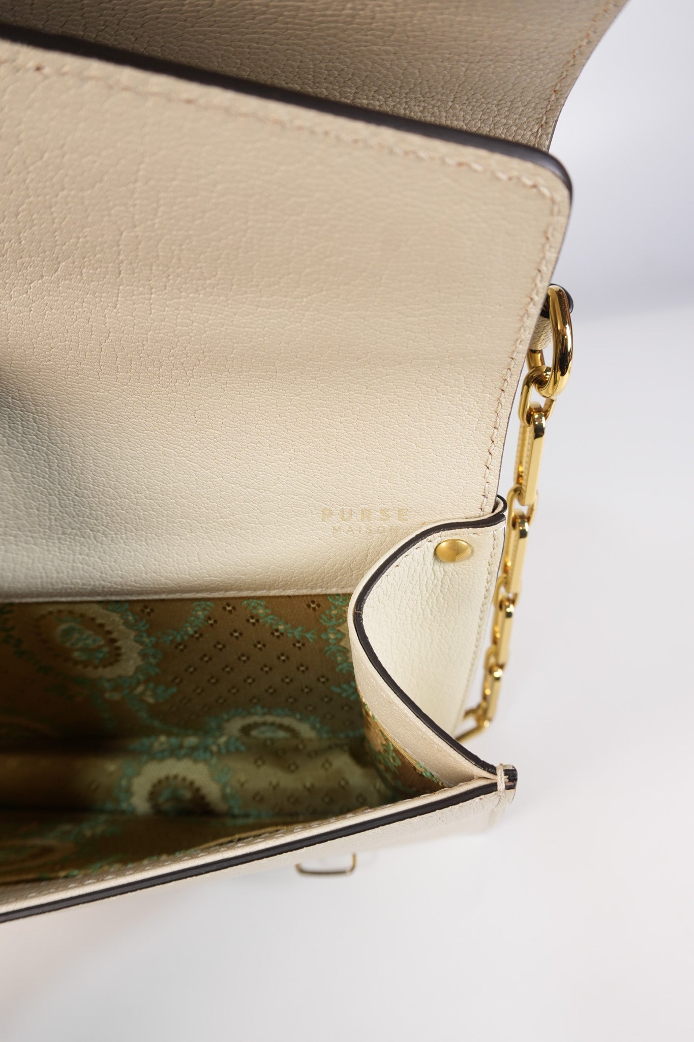Ottilia Bee Printed Bamboo Top Handle Bag Small in Cream Leather and Snakeskin | Purse Maison Luxury Bags Shop