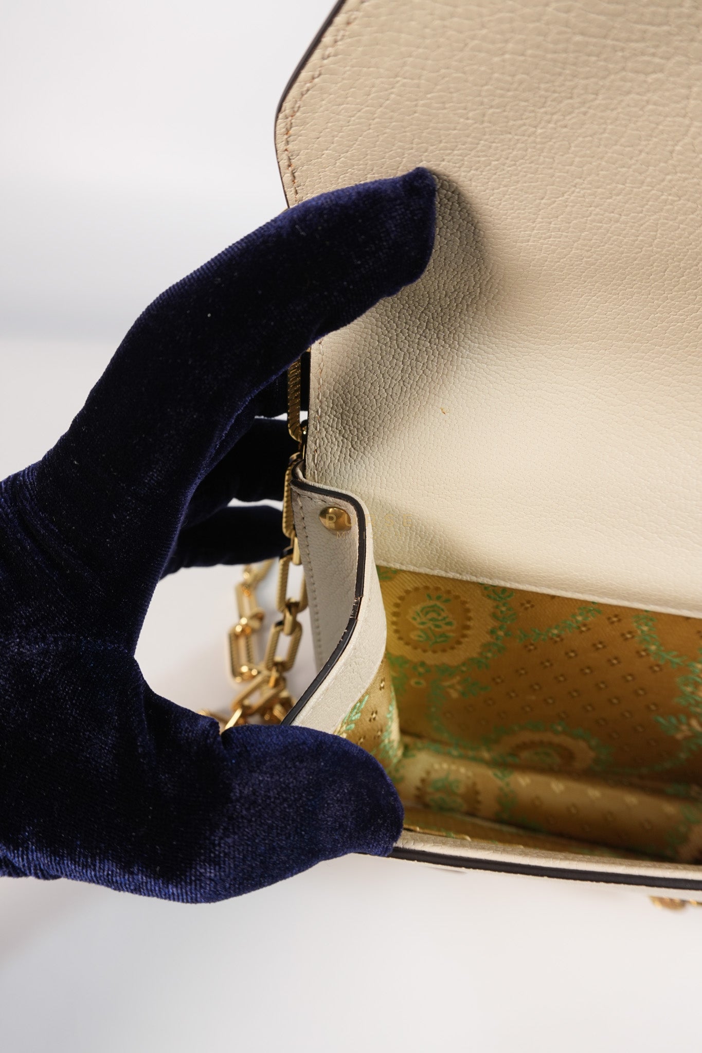 Ottilia Bee Printed Bamboo Top Handle Bag Small in Cream Leather and Snakeskin | Purse Maison Luxury Bags Shop