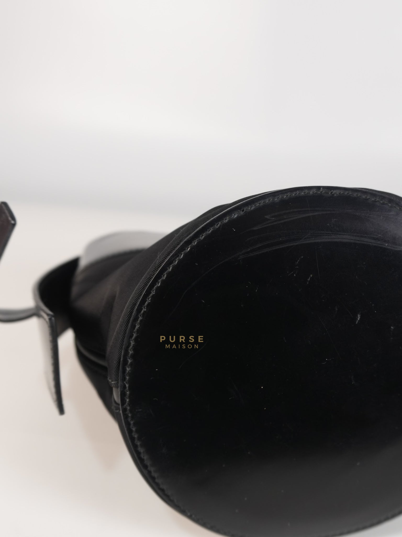 Ouverture Bucket Bag Small in Black Tessuto and Leather | Purse Maison Luxury Bags Shop