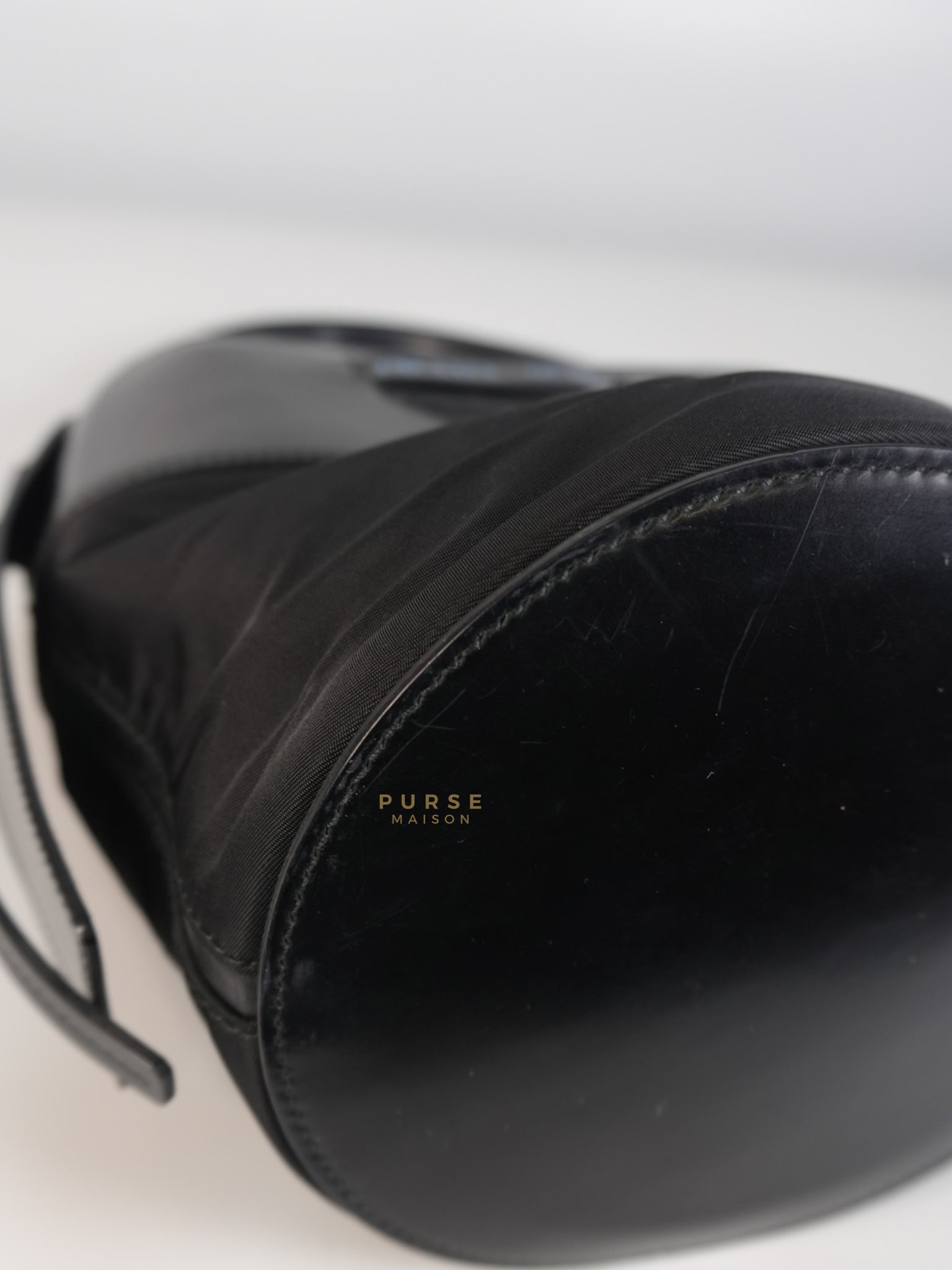 Ouverture Bucket Bag Small in Black Tessuto and Leather | Purse Maison Luxury Bags Shop