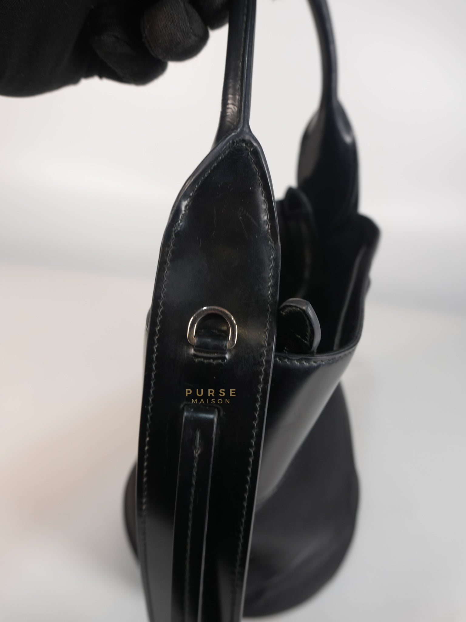 Ouverture Bucket Bag Small in Black Tessuto and Leather | Purse Maison Luxury Bags Shop