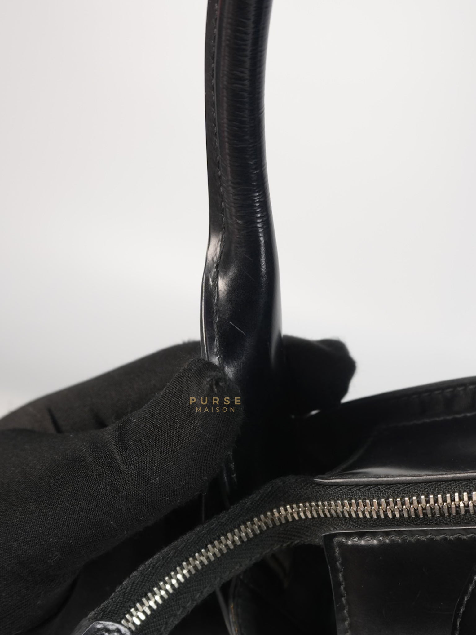 Ouverture Bucket Bag Small in Black Tessuto and Leather | Purse Maison Luxury Bags Shop