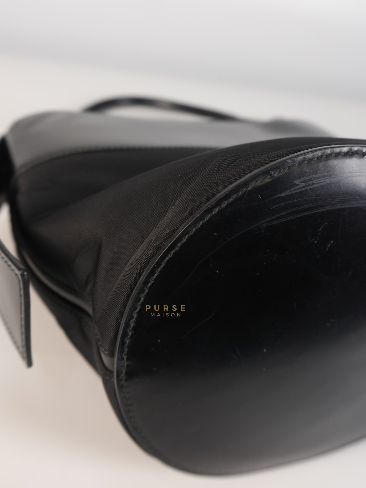 Ouverture Bucket Bag Small in Black Tessuto and Leather | Purse Maison Luxury Bags Shop