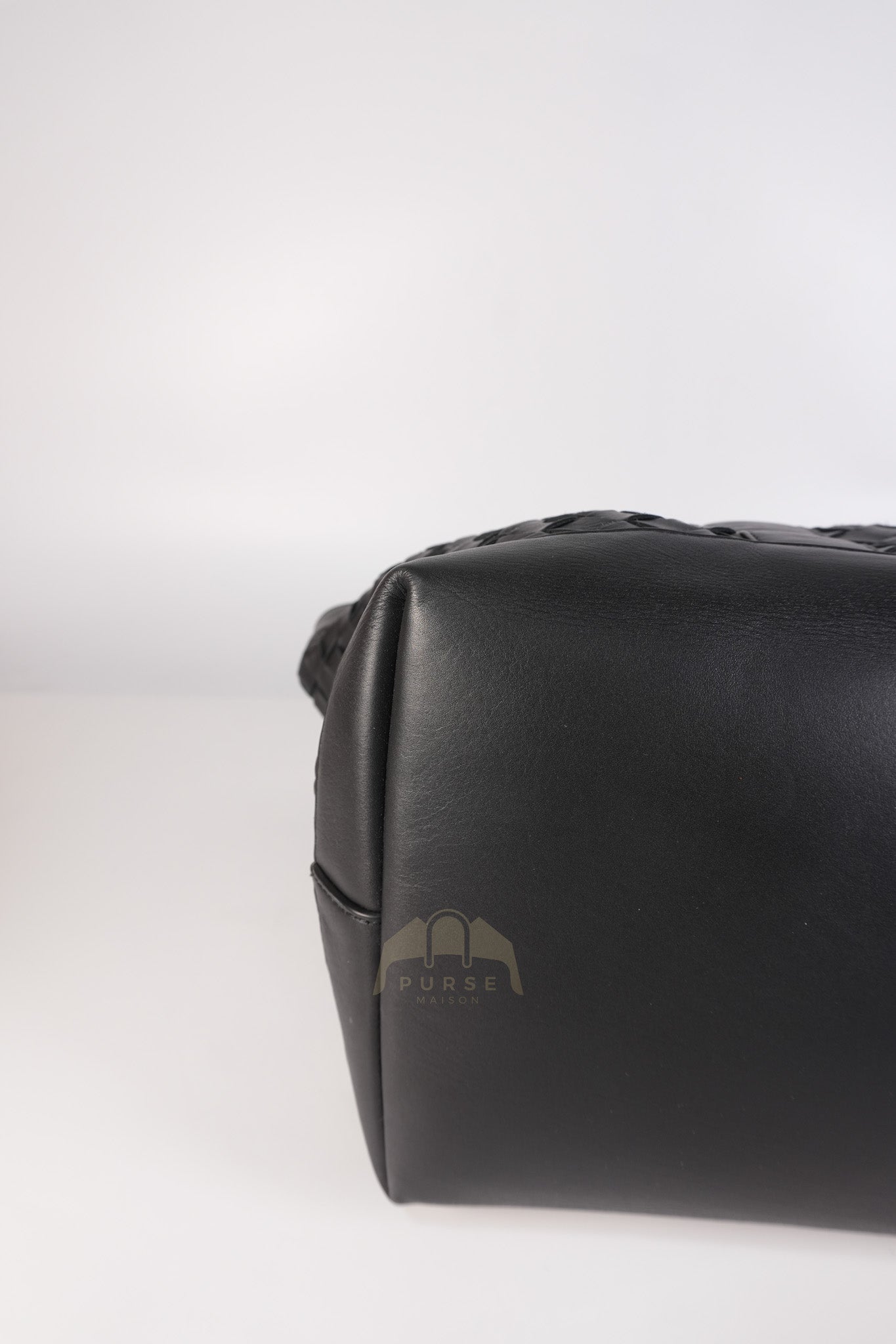 Overnight Tote in Black Nappa Intrecciato Leather | Purse Maison Luxury Bags Shop