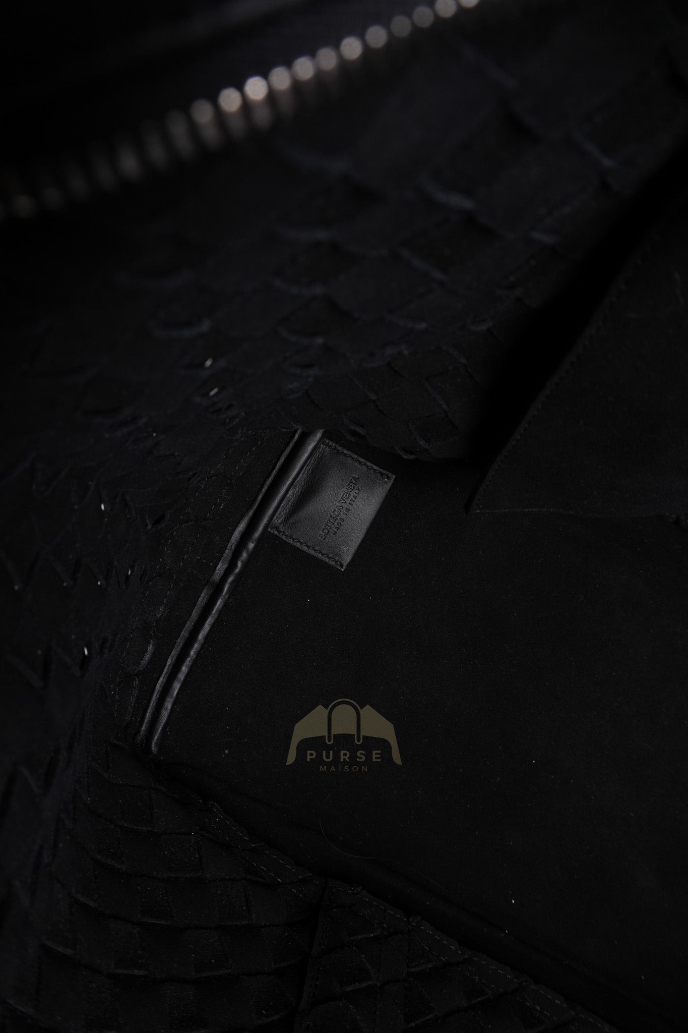 Overnight Tote in Black Nappa Intrecciato Leather | Purse Maison Luxury Bags Shop