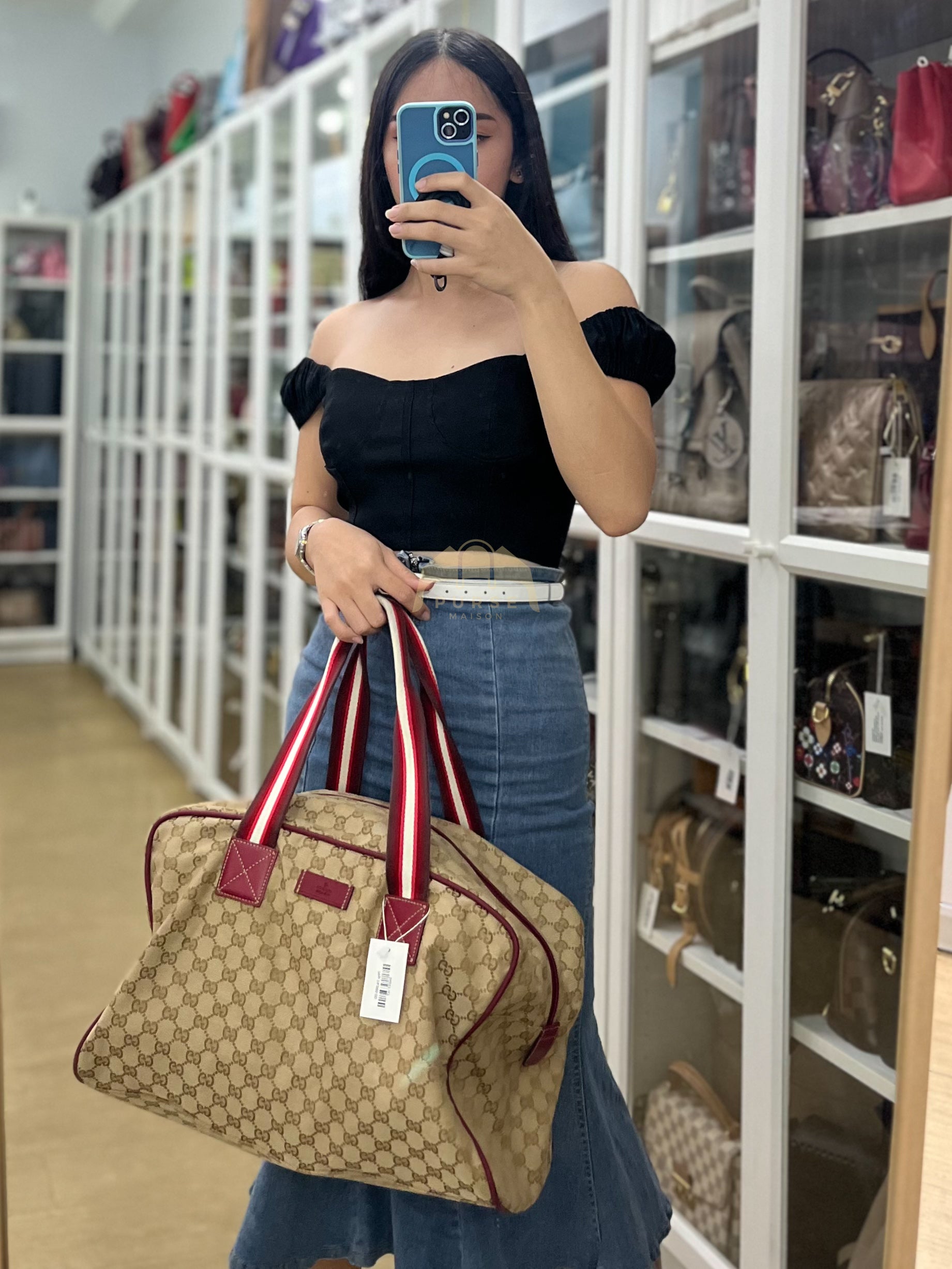 Overnight Travel Bag in Web GG Canvas | Purse Maison Luxury Bags Shop