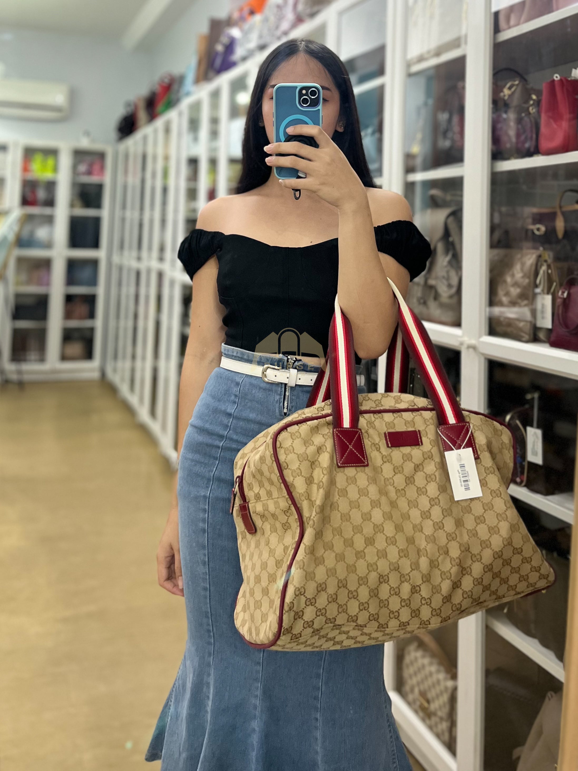 Overnight Travel Bag in Web GG Canvas | Purse Maison Luxury Bags Shop