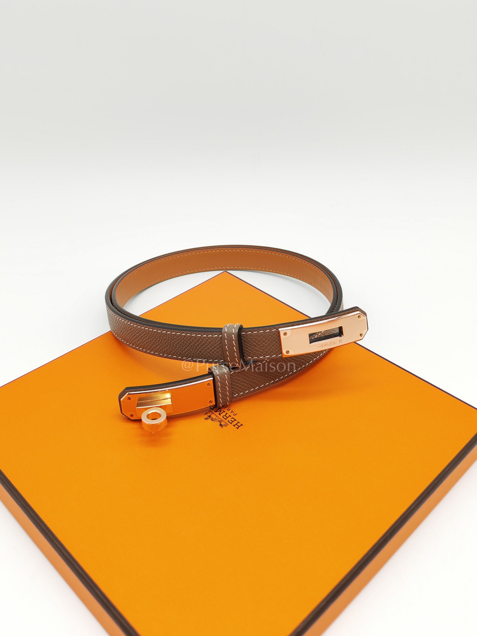 Kelly Belt in Etoupe Epsom Leather & Rose Gold Hardware Stamp K (2025)