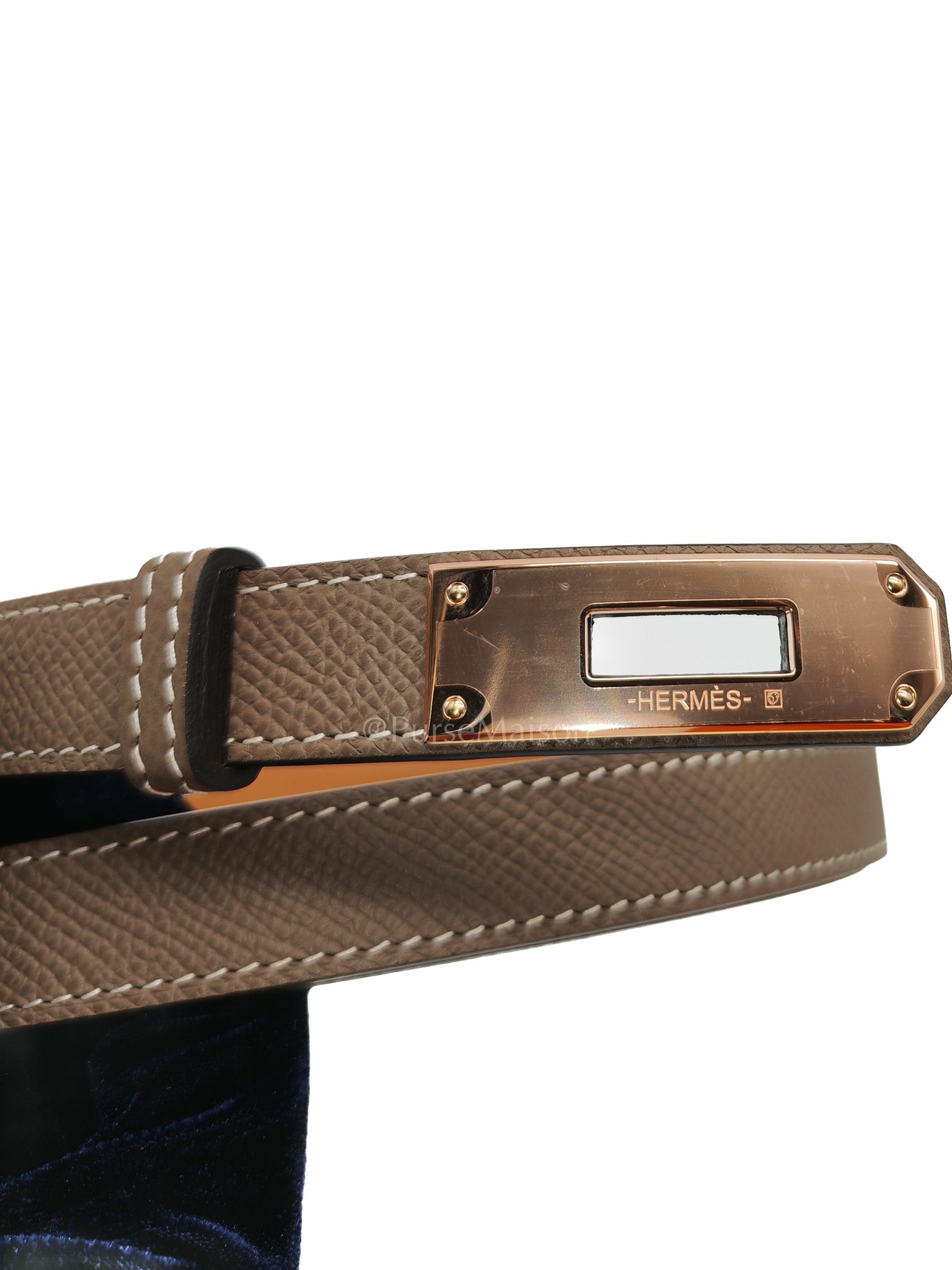 Kelly Belt in Etoupe Epsom Leather & Rose Gold Hardware Stamp K (2025)