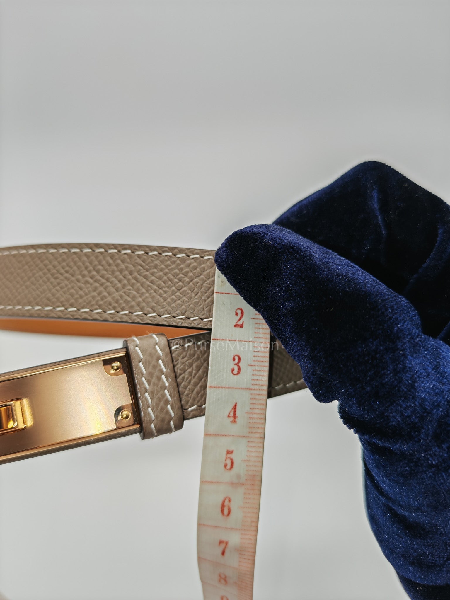 Kelly Belt in Etoupe Epsom Leather & Rose Gold Hardware Stamp K (2025)