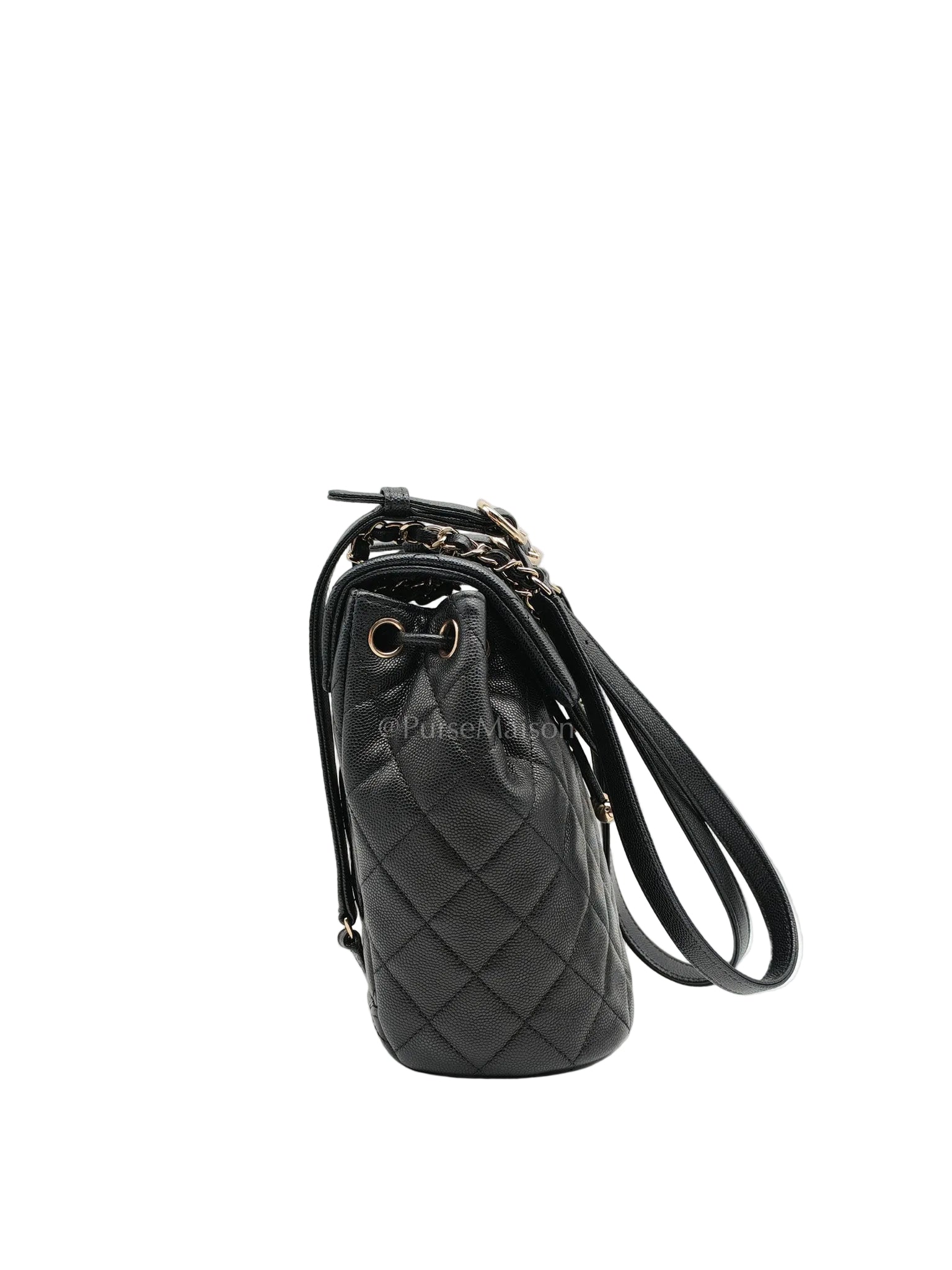 Urban Spirit Backpack Mini in Black Quilted Caviar Leather & Light Gold Hardware Microchip