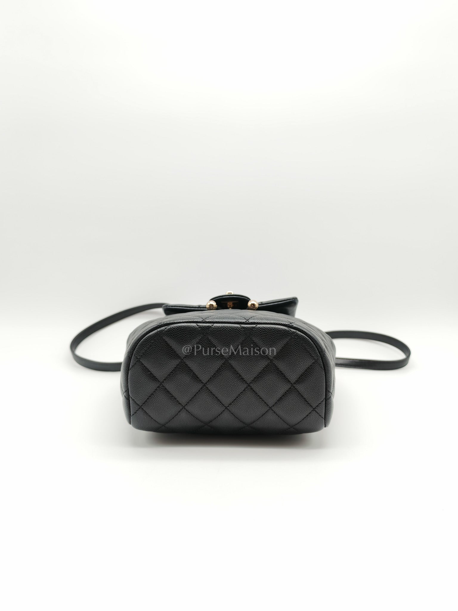 Urban Spirit Backpack Mini in Black Quilted Caviar Leather & Light Gold Hardware Microchip