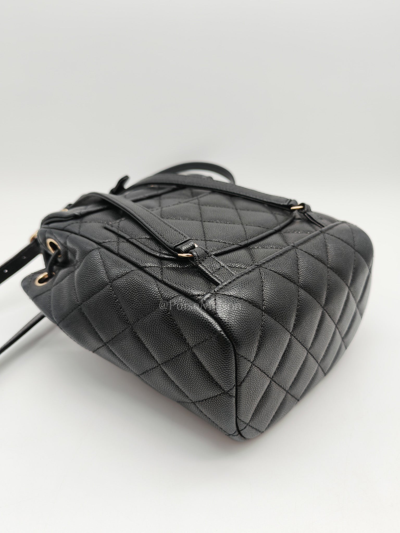 Urban Spirit Backpack Mini in Black Quilted Caviar Leather & Light Gold Hardware Microchip