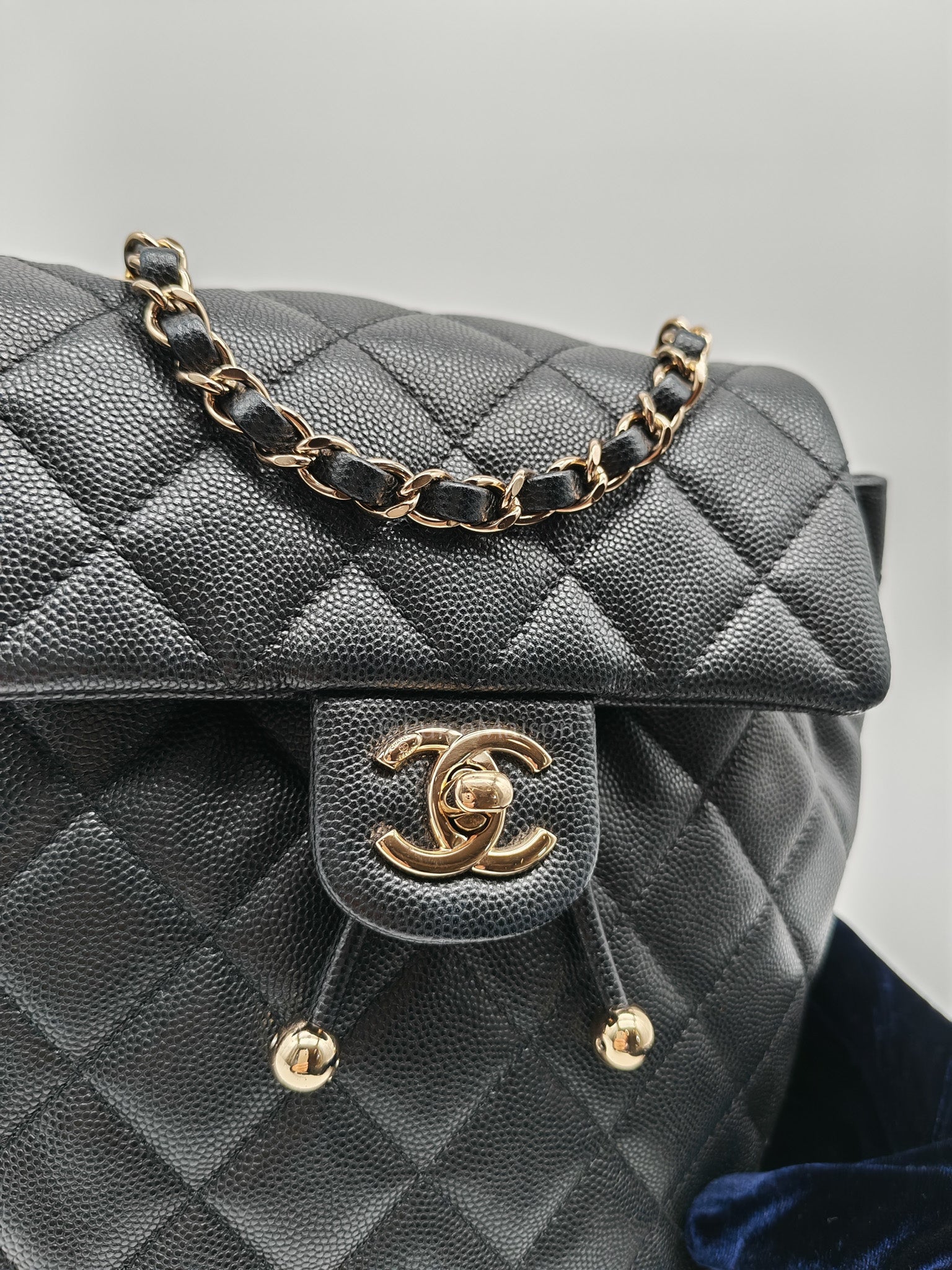 Urban Spirit Backpack Mini in Black Quilted Caviar Leather & Light Gold Hardware Microchip