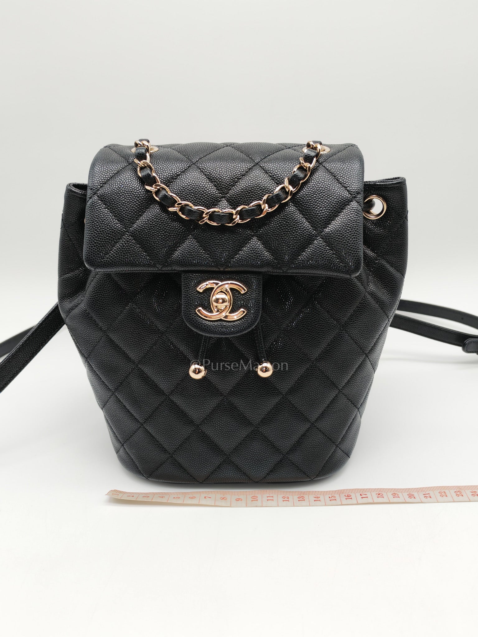 Urban Spirit Backpack Mini in Black Quilted Caviar Leather & Light Gold Hardware Microchip
