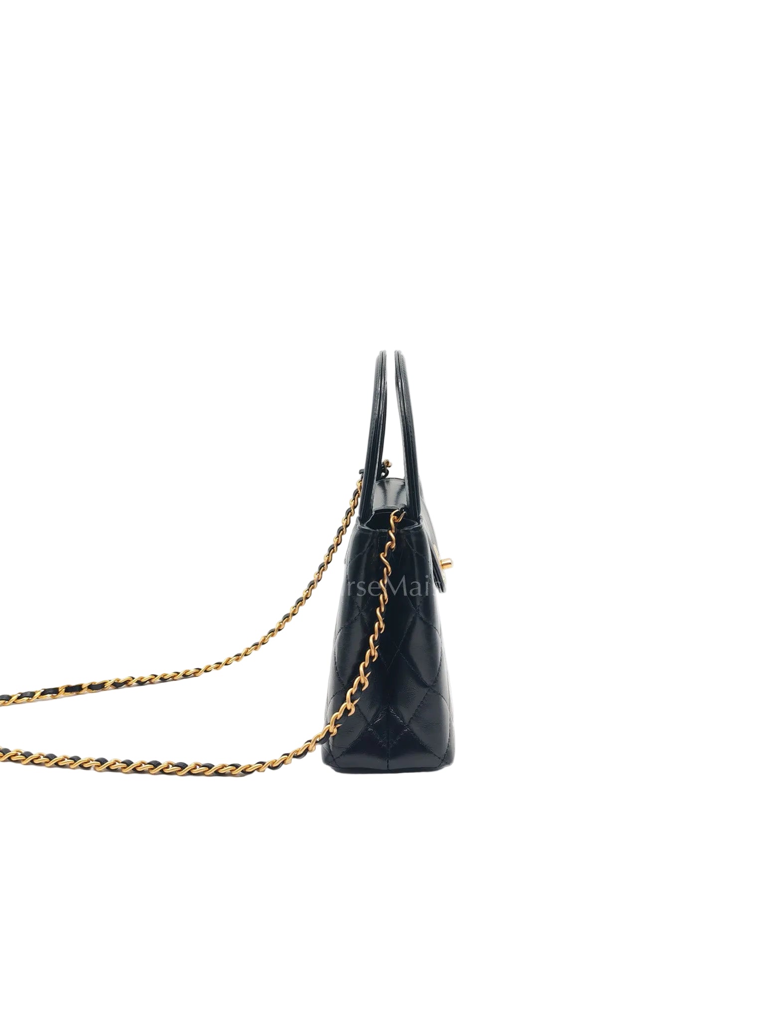 CC Kelly Small in Black Calfskin Leather & Aged Gold Hardware (Microchip)