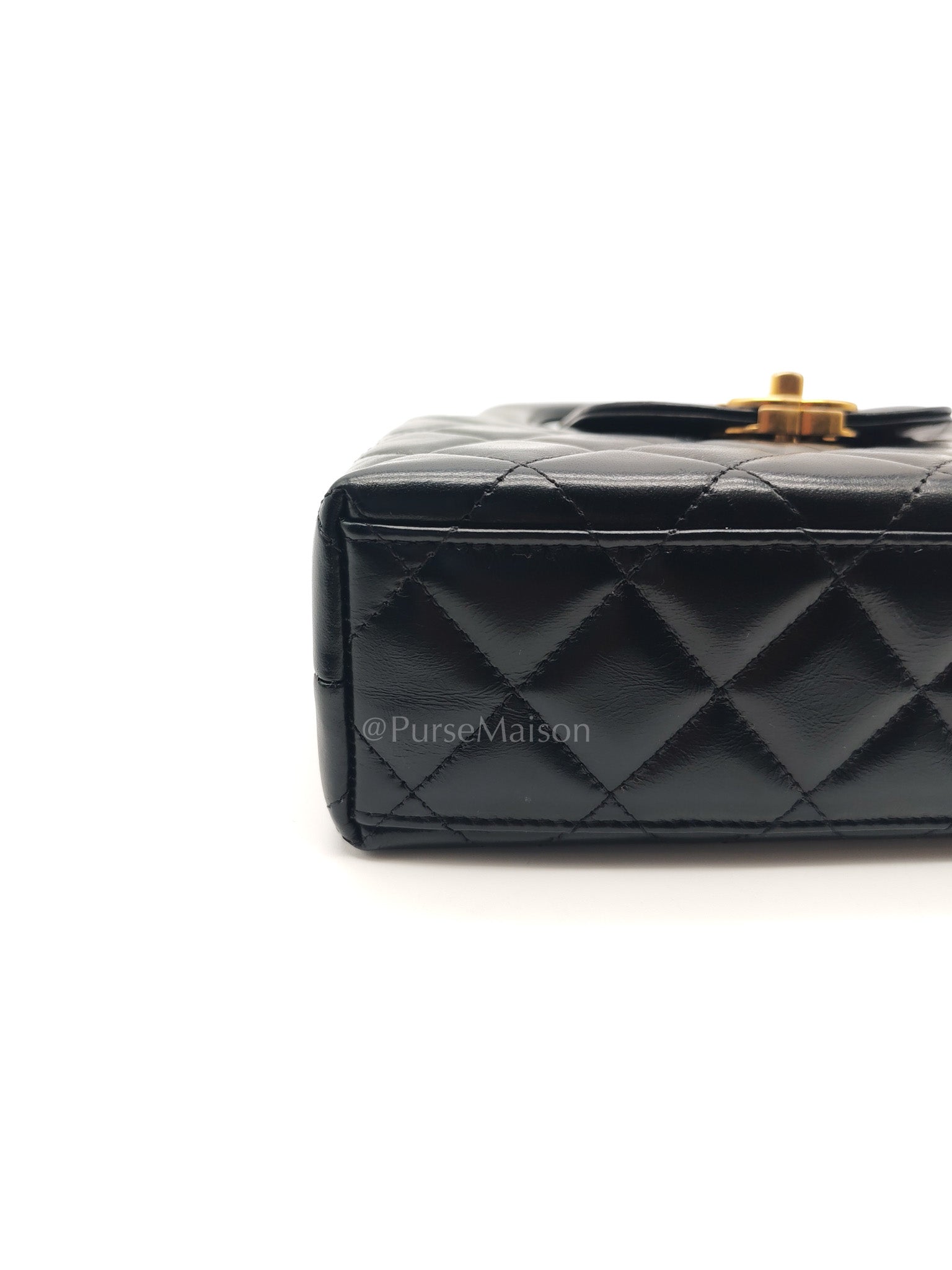 CC Kelly Small in Black Calfskin Leather & Aged Gold Hardware (Microchip)