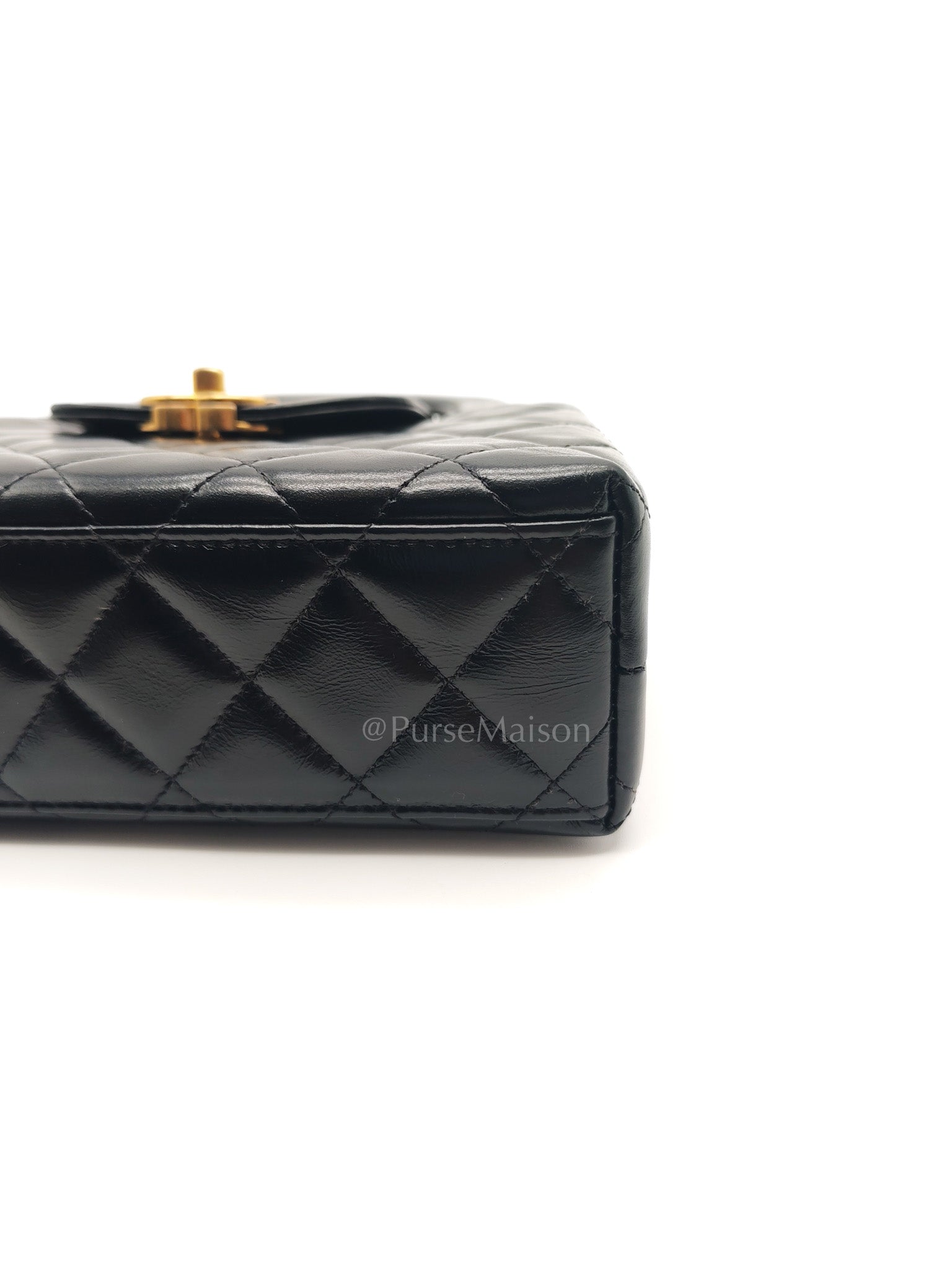 CC Kelly Small in Black Calfskin Leather & Aged Gold Hardware (Microchip)