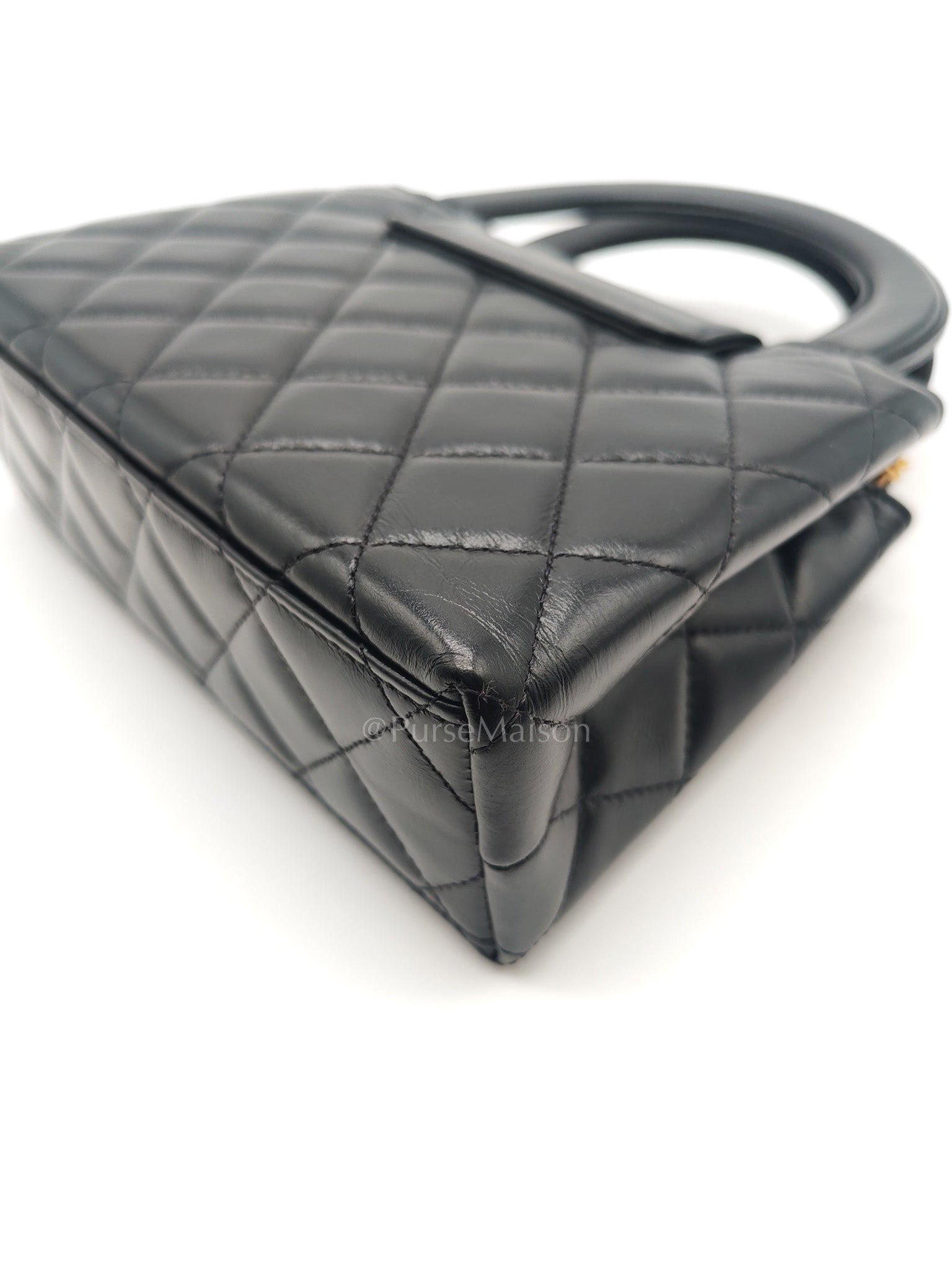 CC Kelly Small in Black Calfskin Leather & Aged Gold Hardware (Microchip)