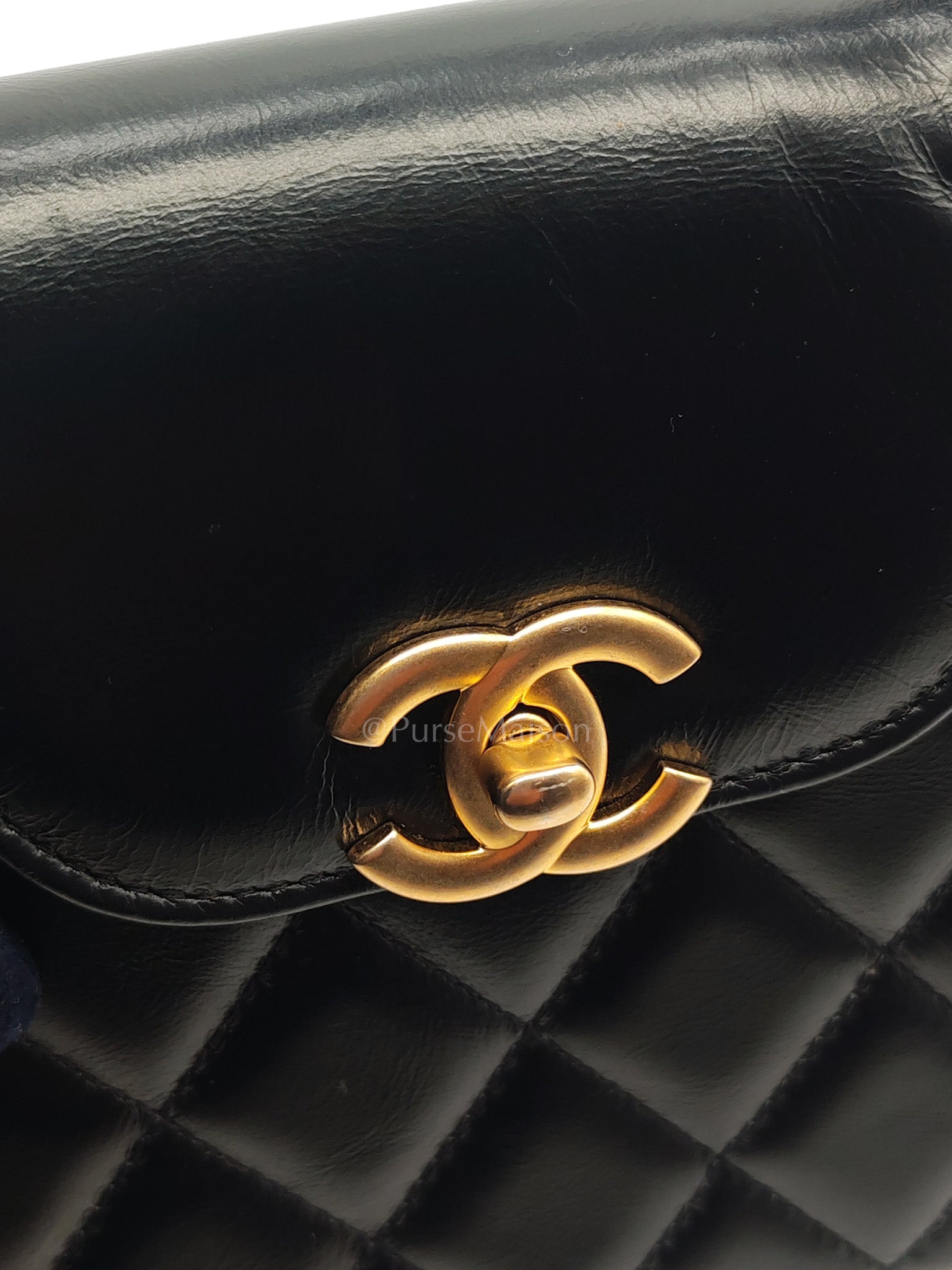 CC Kelly Small in Black Calfskin Leather & Aged Gold Hardware (Microchip)