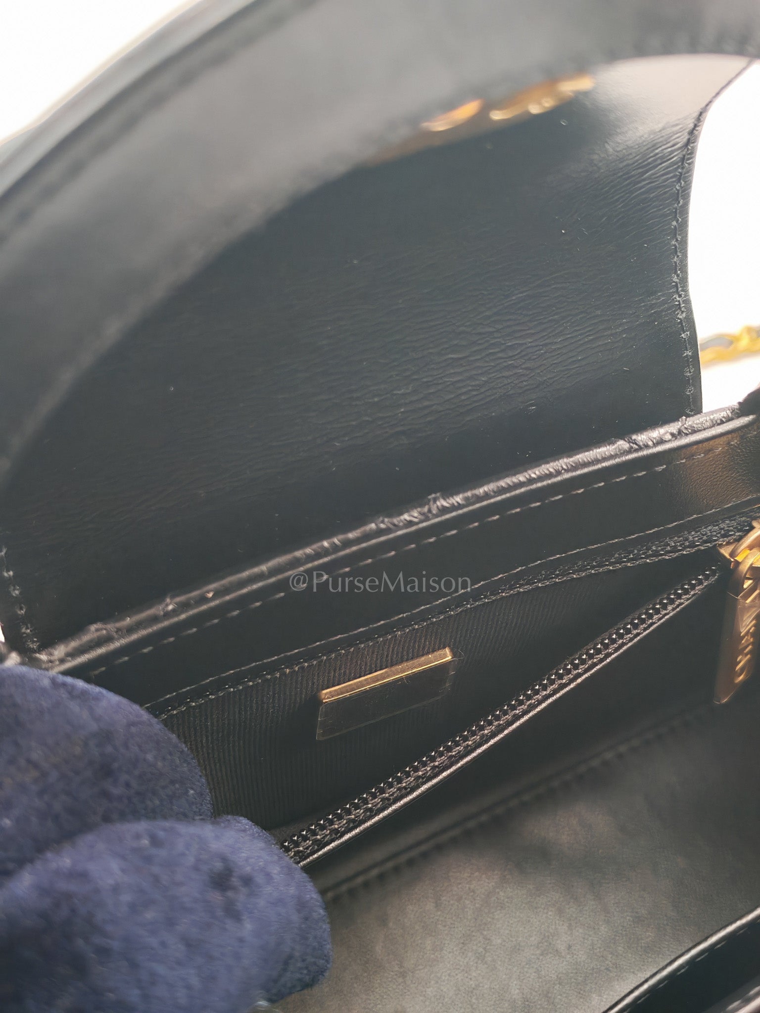 CC Kelly Small in Black Calfskin Leather & Aged Gold Hardware (Microchip)