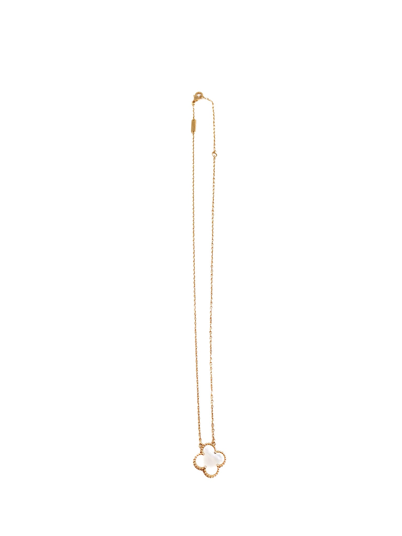 Van Cleef & Arpels Vintage Alhambra White Mother of Pearl and Yellow Gold Necklace 2021 | Purse Maison Luxury Bags Shop