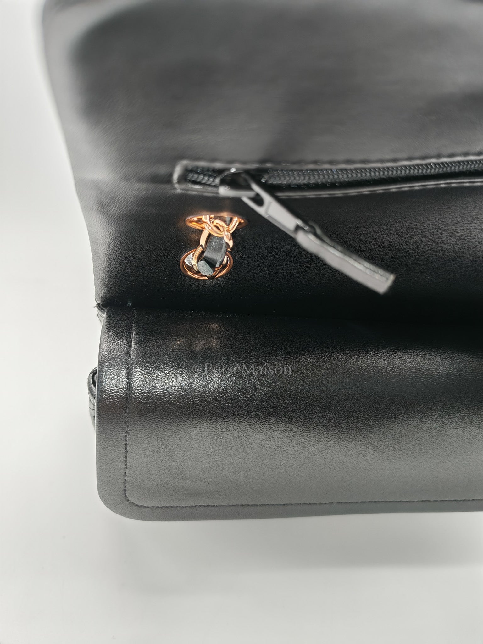 Classic Double Flap Small in Black Quilted Lambskin Leather & Rose Gold Hardware Microchip