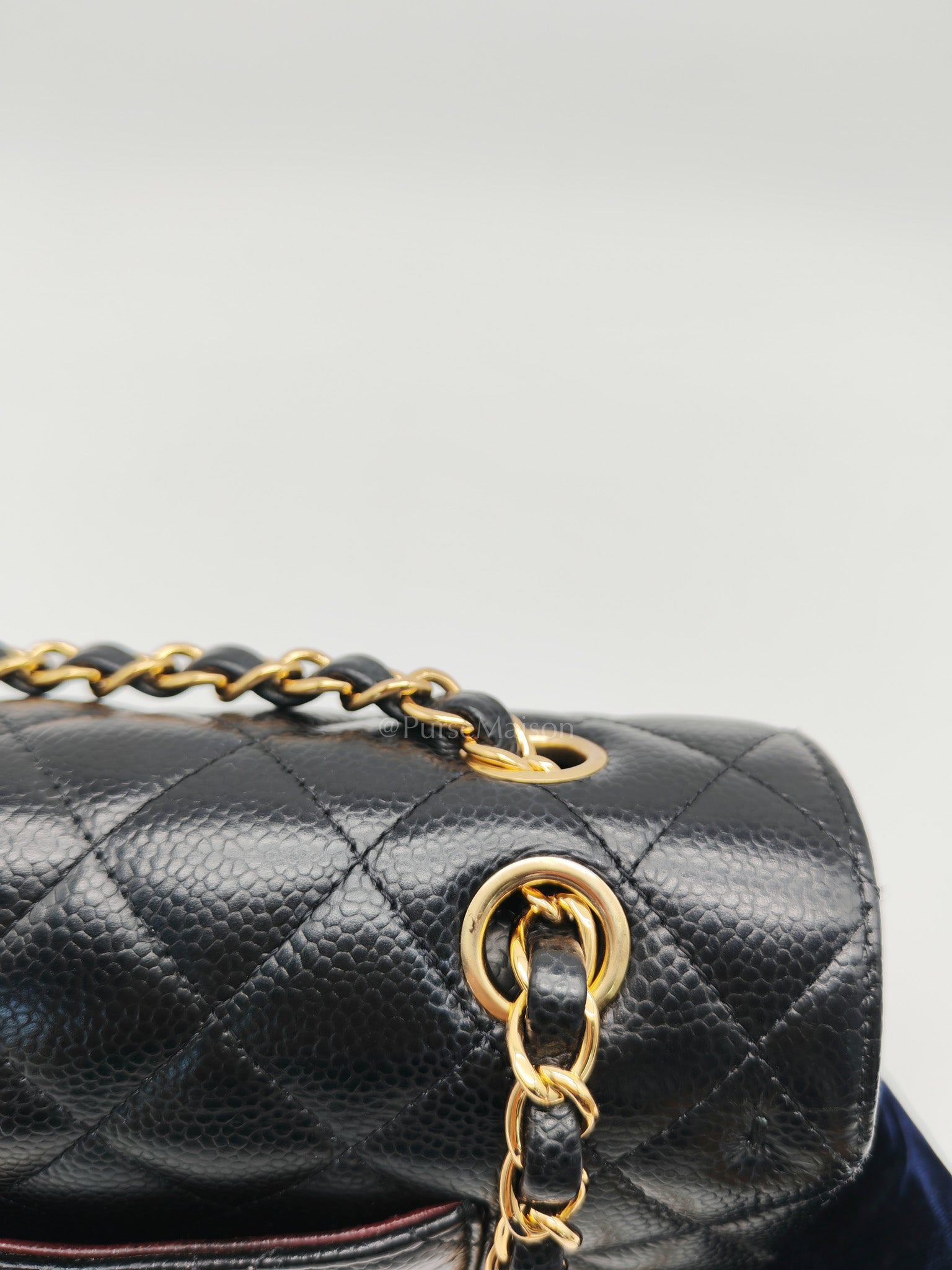 Classic Double Flap Bag Medium in Black Quilted Caviar Leather and Gold Hardware Series 30