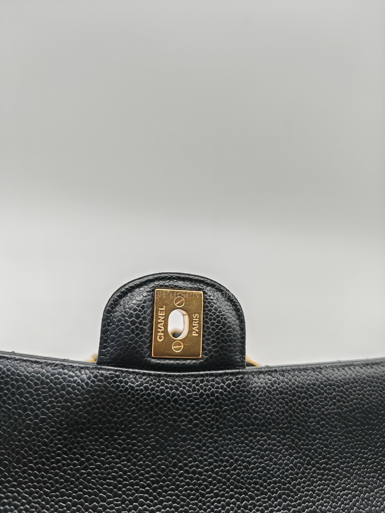 Classic Double Flap Bag Medium in Black Quilted Caviar Leather and Gold Hardware Series 30