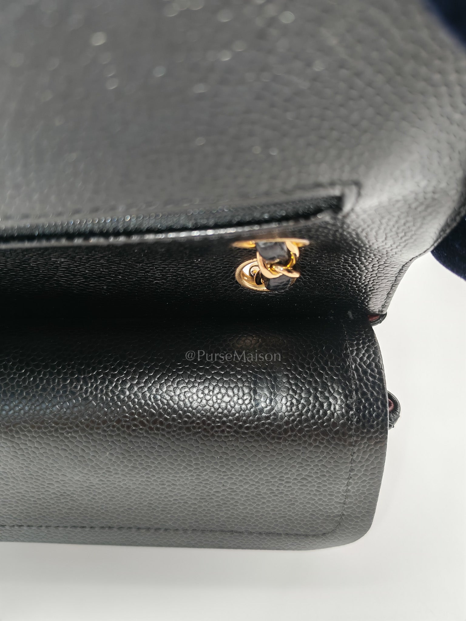 Classic Double Flap Bag Medium in Black Quilted Caviar Leather and Gold Hardware Series 30