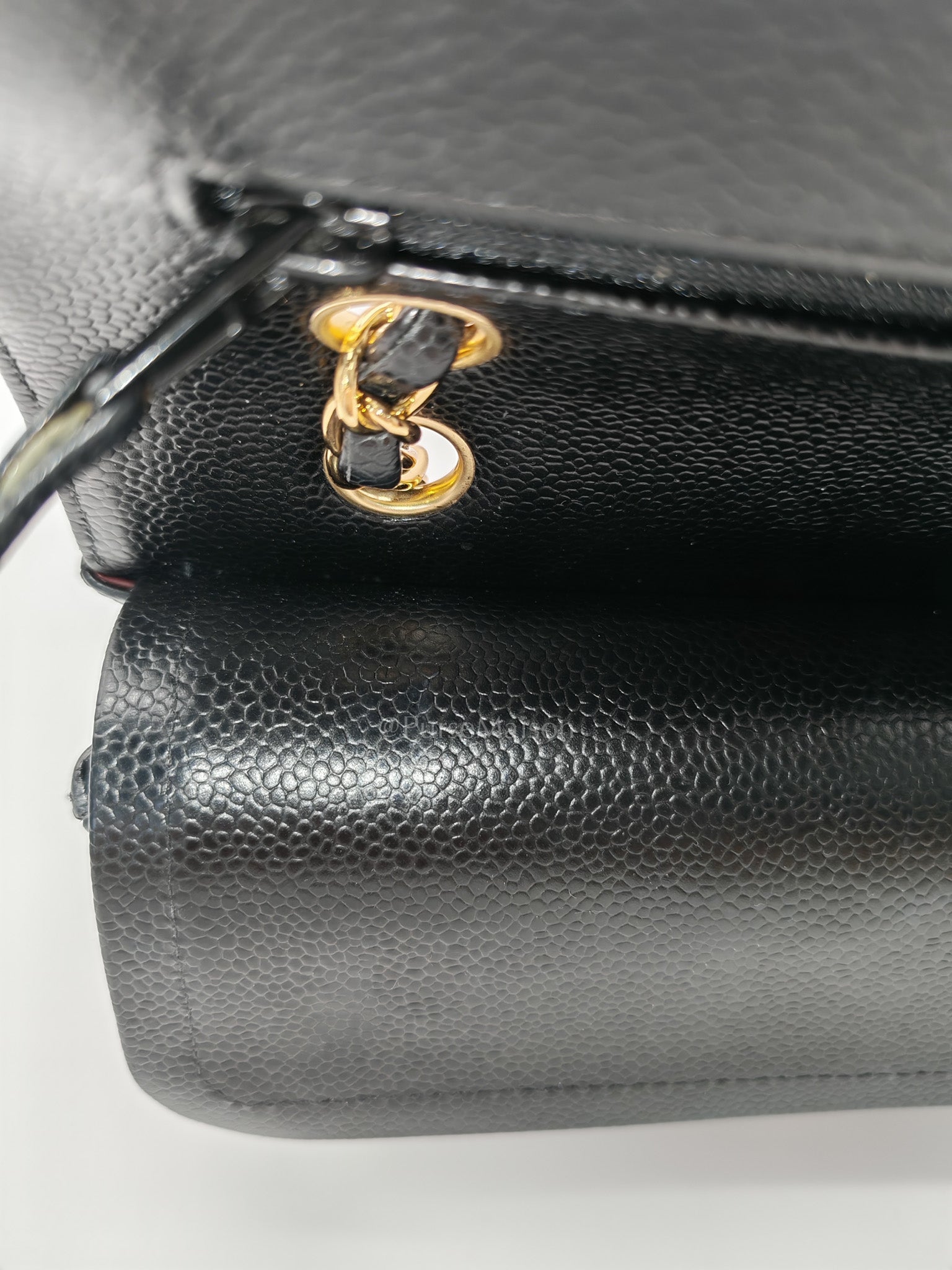 Classic Double Flap Bag Medium in Black Quilted Caviar Leather and Gold Hardware Series 30