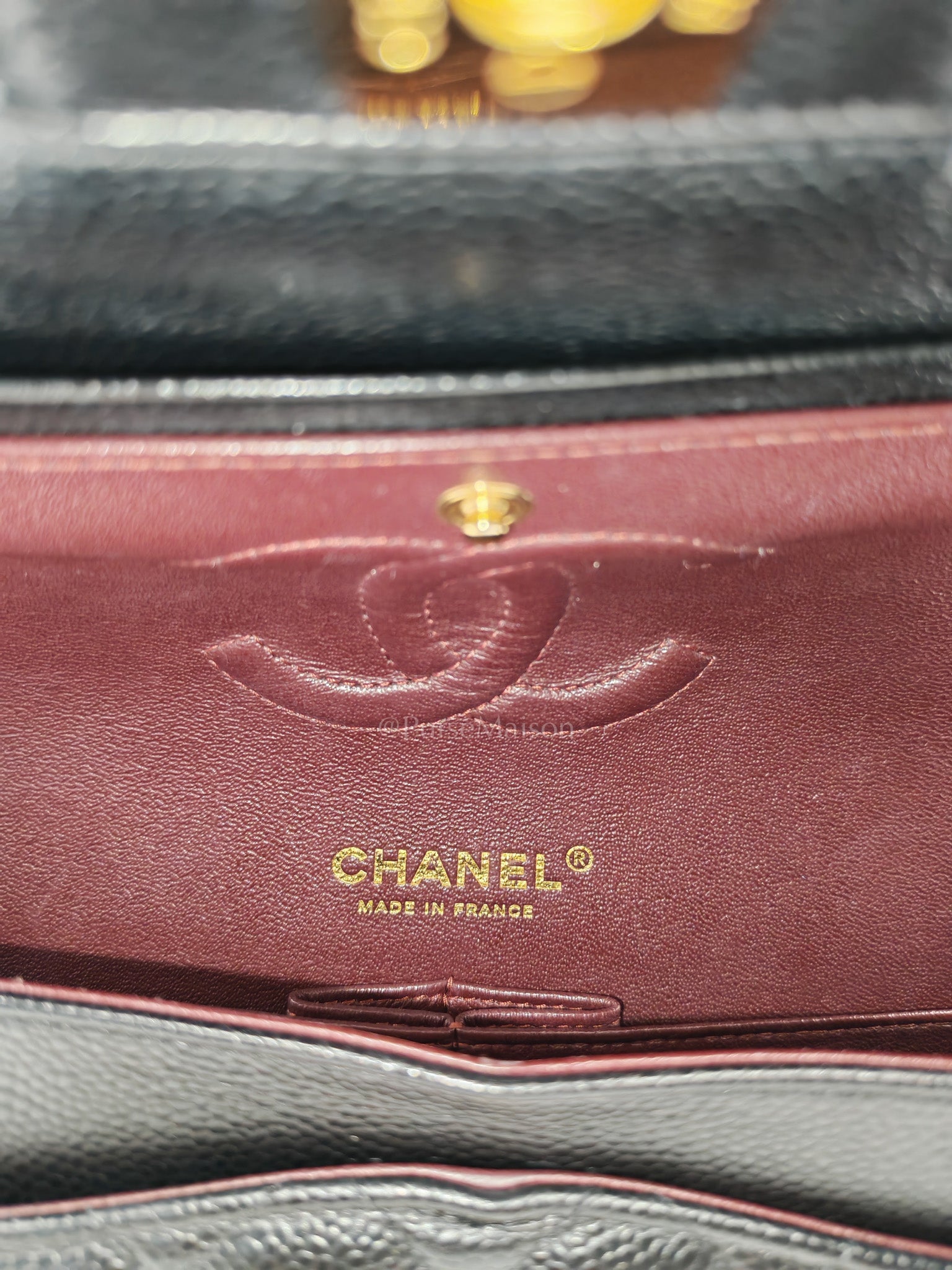 Classic Double Flap Bag Medium in Black Quilted Caviar Leather and Gold Hardware Series 30
