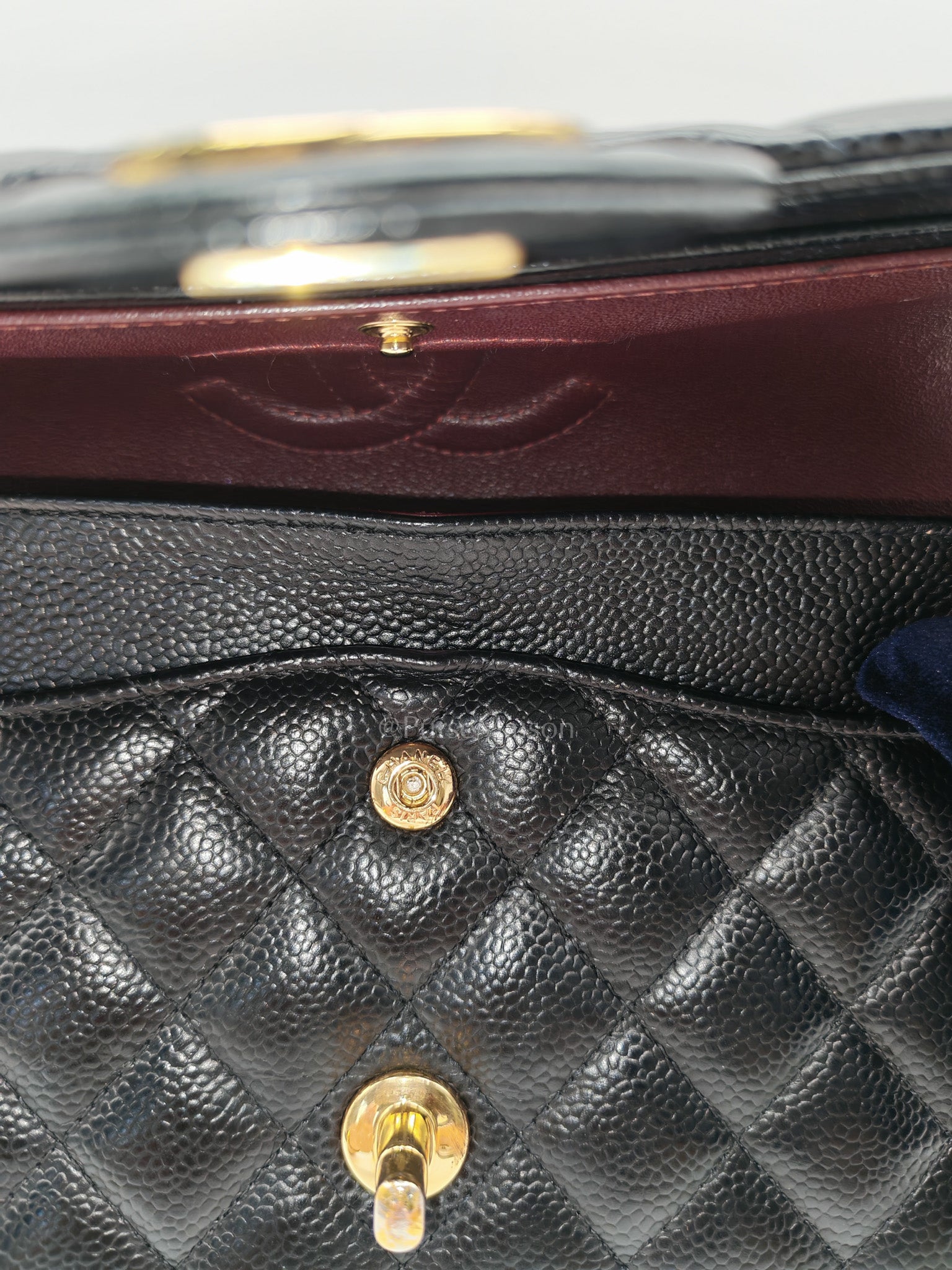 Classic Double Flap Bag Medium in Black Quilted Caviar Leather and Gold Hardware Series 30