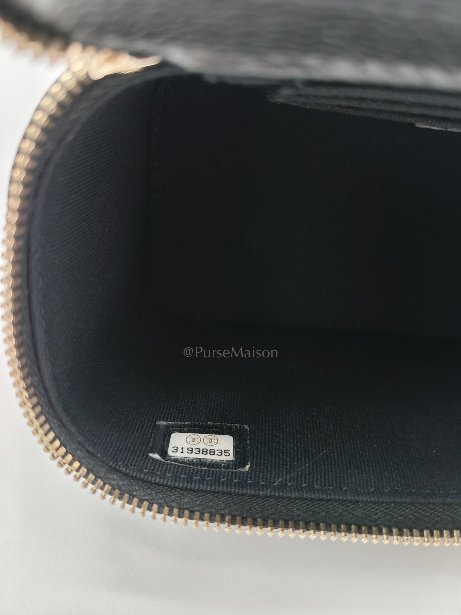 Vanity Case Small in Black Caviar Leather Light Gold Hardware (Series 31)
