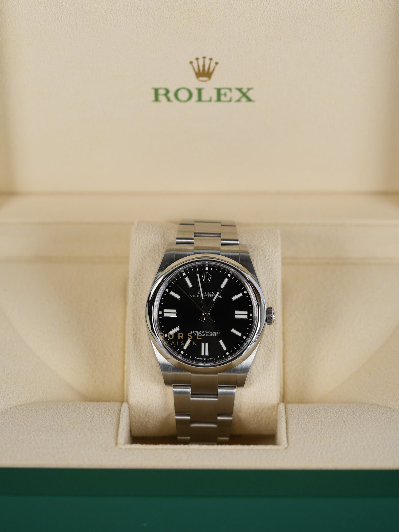 Oyster Perpetual 41mm Black Dial Stainless Strap (Reference Number 124300) | Purse Maison Luxury Bags Shop