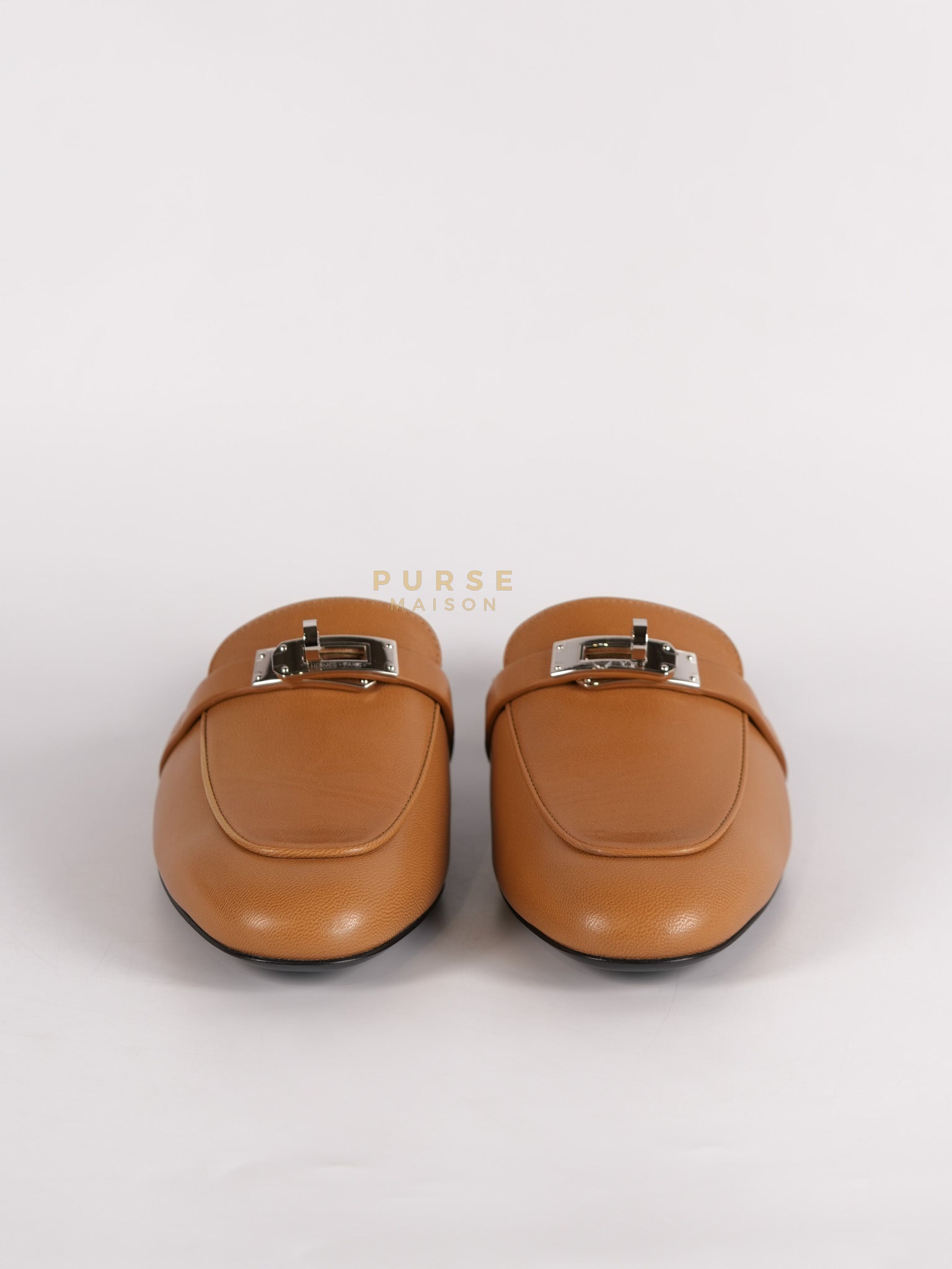Oz Mule in Naturel Goatskin Leather & Palladium Kelly Buckle Size 37(24.5 cm) | Purse Maison Luxury Bags Shop