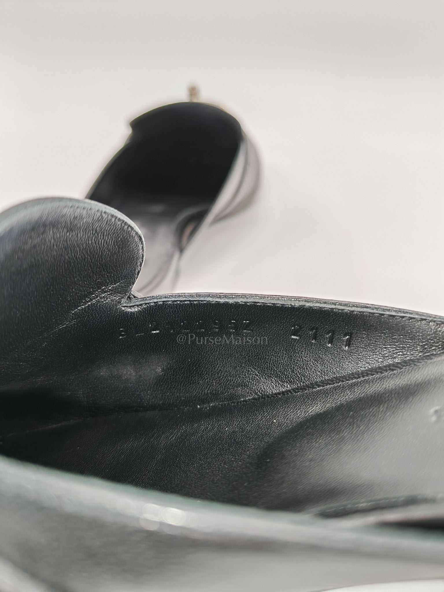 Oz Mules Black/Noir Goatskin Leather in Palladium Hardware Size 36.5 EU (24.5cm) | Purse Maison Luxury Bags Shop