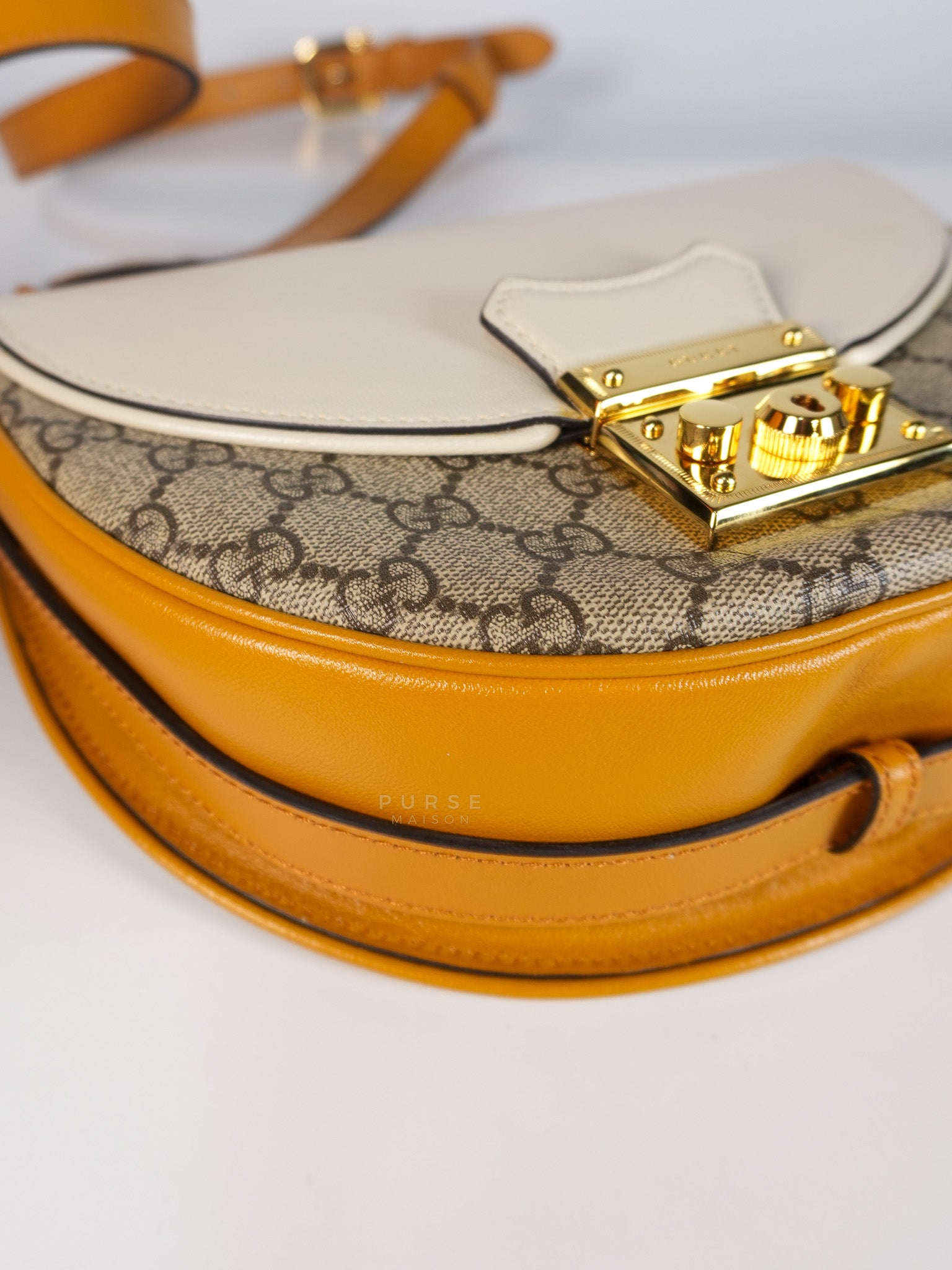 Padlock Saddle Monogram Canvas in Beige Mystic & Off White Leather | Purse Maison Luxury Bags Shop