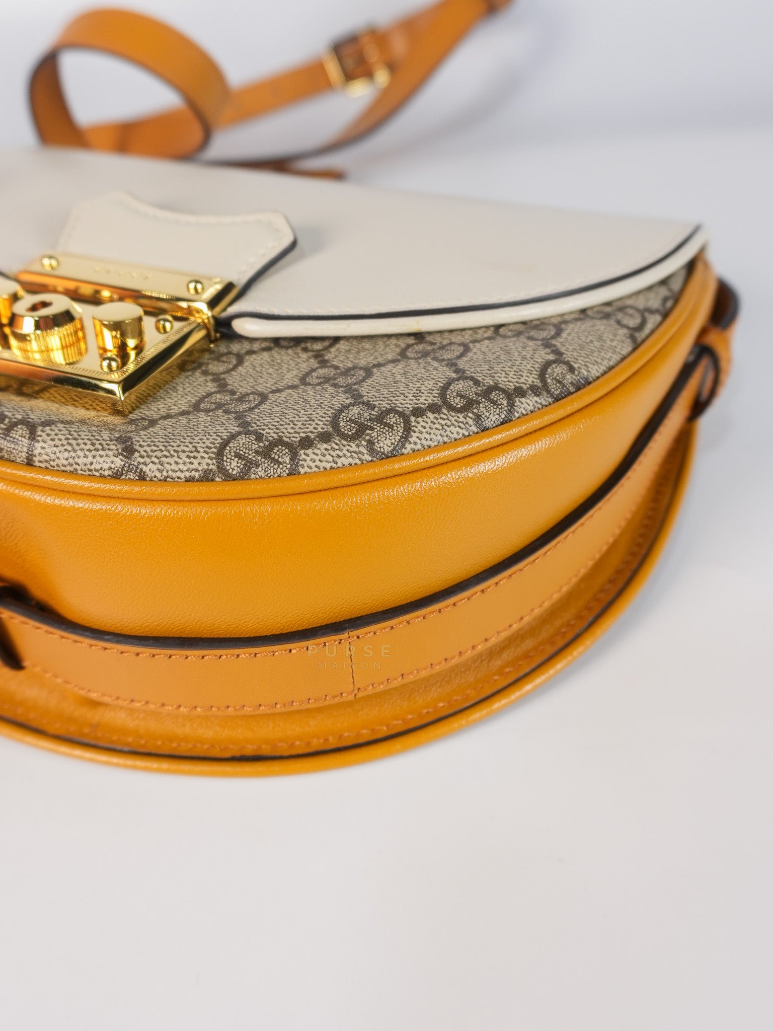 Padlock Saddle Monogram Canvas in Beige Mystic & Off White Leather | Purse Maison Luxury Bags Shop