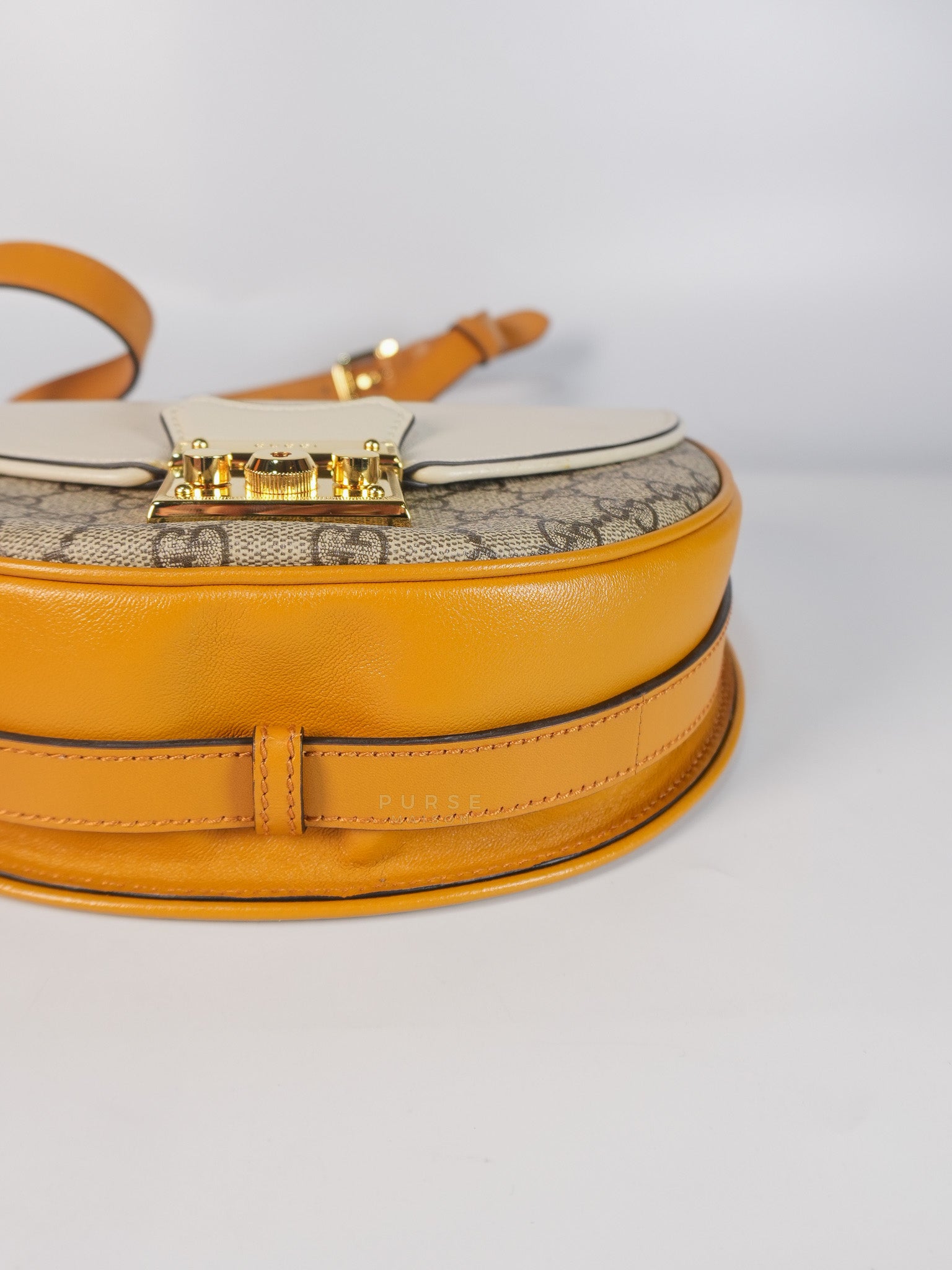 Padlock Saddle Monogram Canvas in Beige Mystic & Off White Leather | Purse Maison Luxury Bags Shop