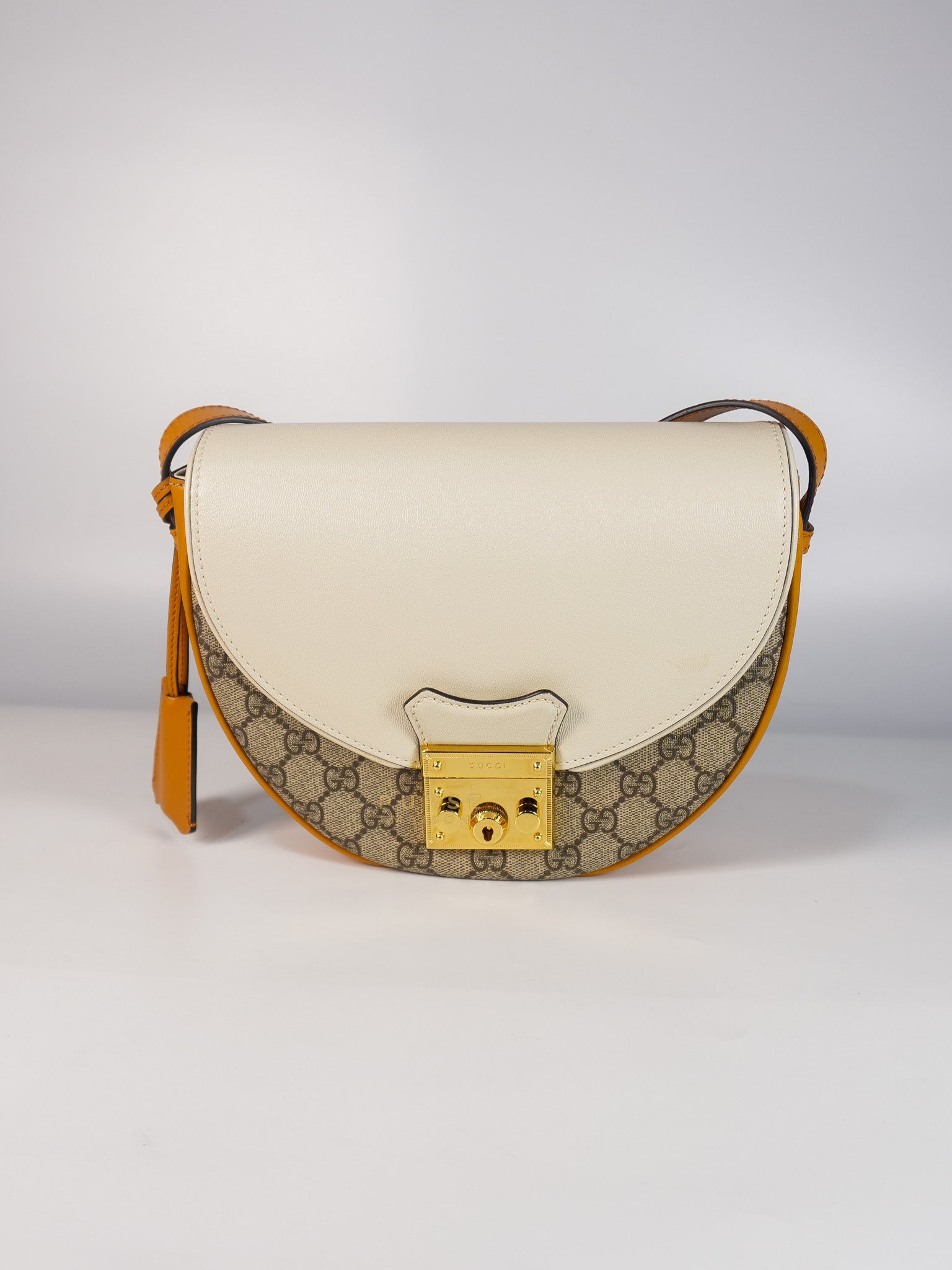 Padlock Saddle Monogram Canvas in Beige Mystic & Off White Leather | Purse Maison Luxury Bags Shop