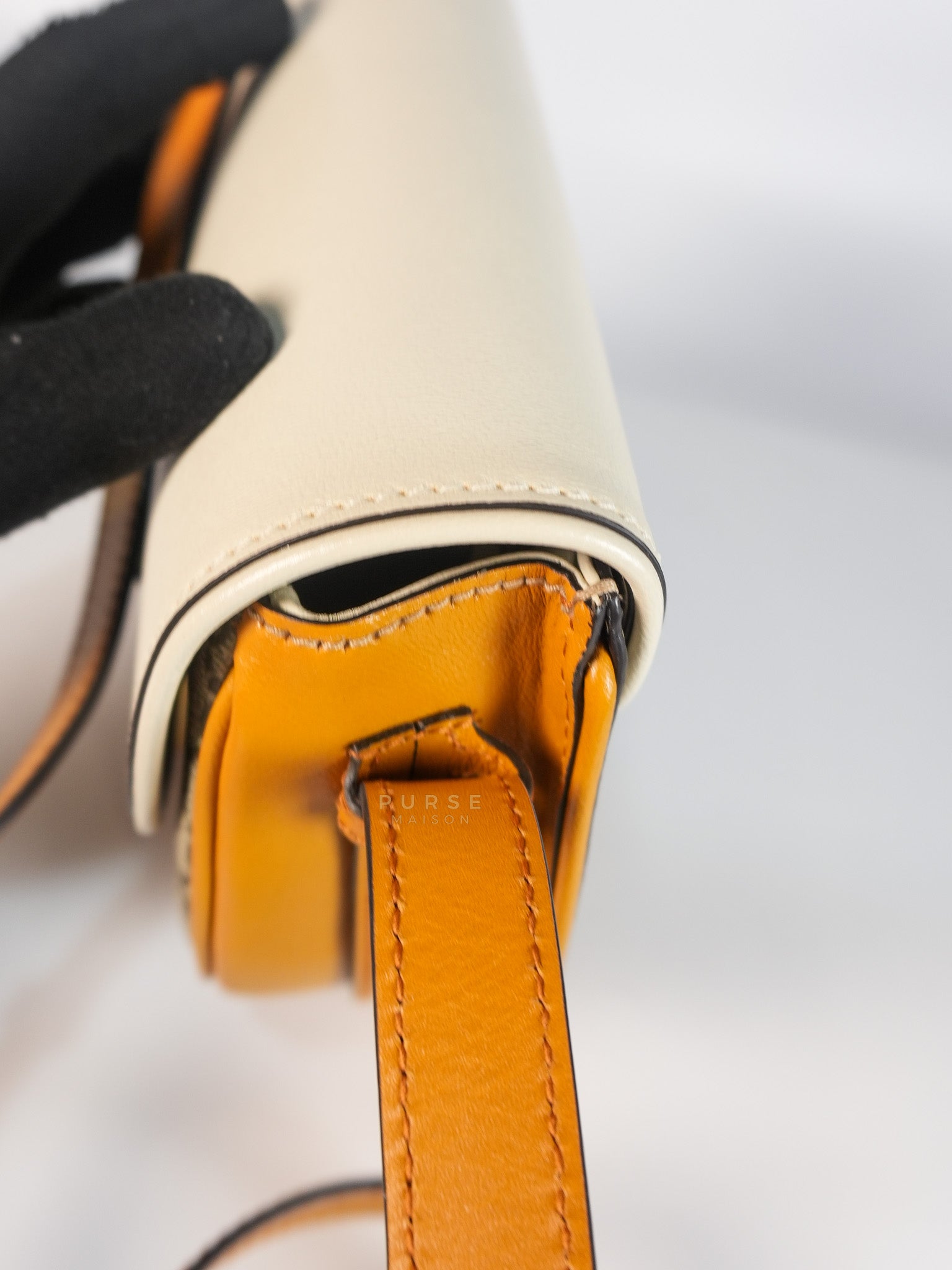 Padlock Saddle Monogram Canvas in Beige Mystic & Off White Leather | Purse Maison Luxury Bags Shop